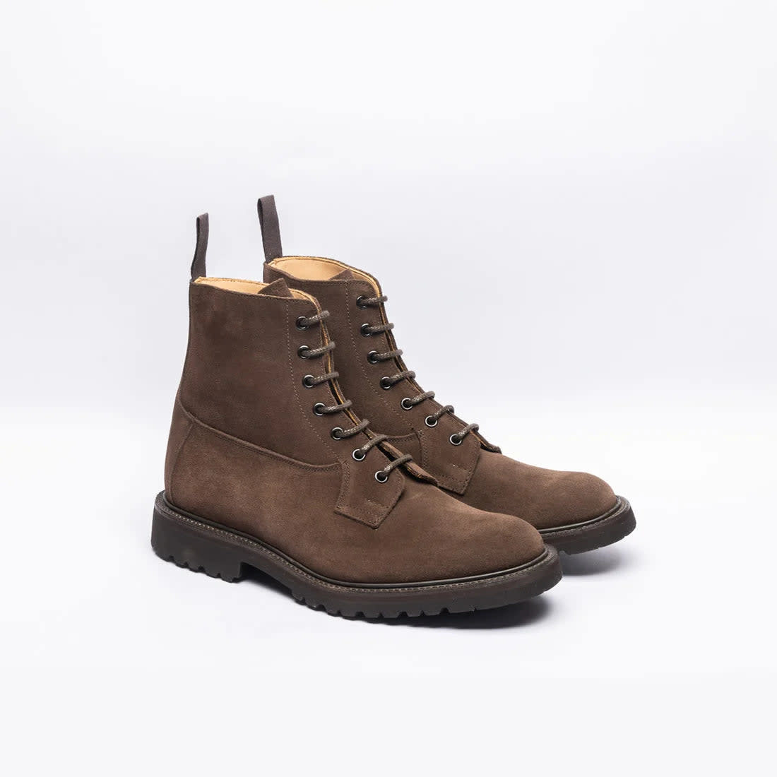Shop Tricker's Burford Brown Suede Lace-up Boot Vibram Sole In Marrone