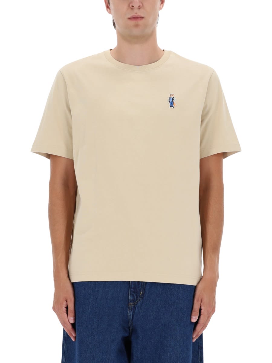 Maison Kitsuné Crew Neck Short Sleeve Relaxed Fit T-shirt In Neutral
