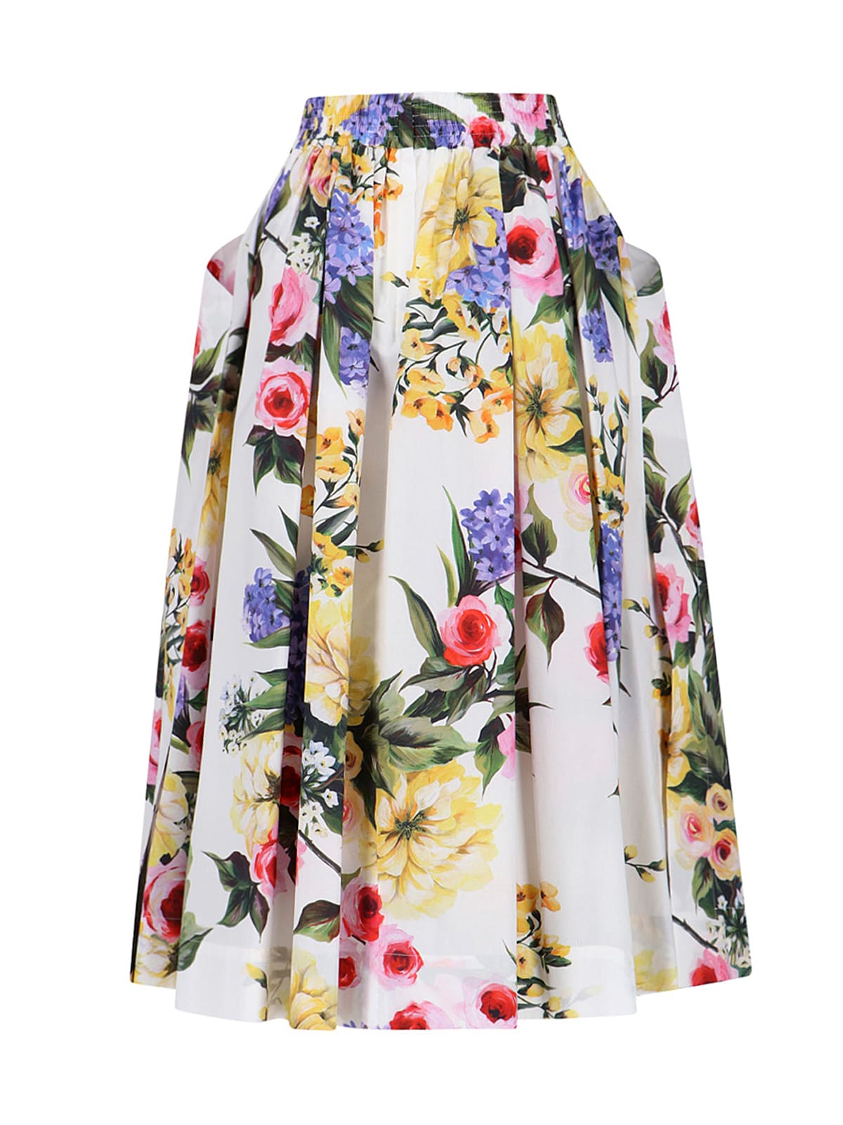Shop Dolce & Gabbana Giardino Print Skirt In Bianco
