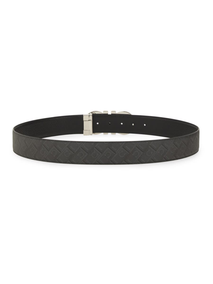 Ferragamo Reversible Hooks Belt In Black