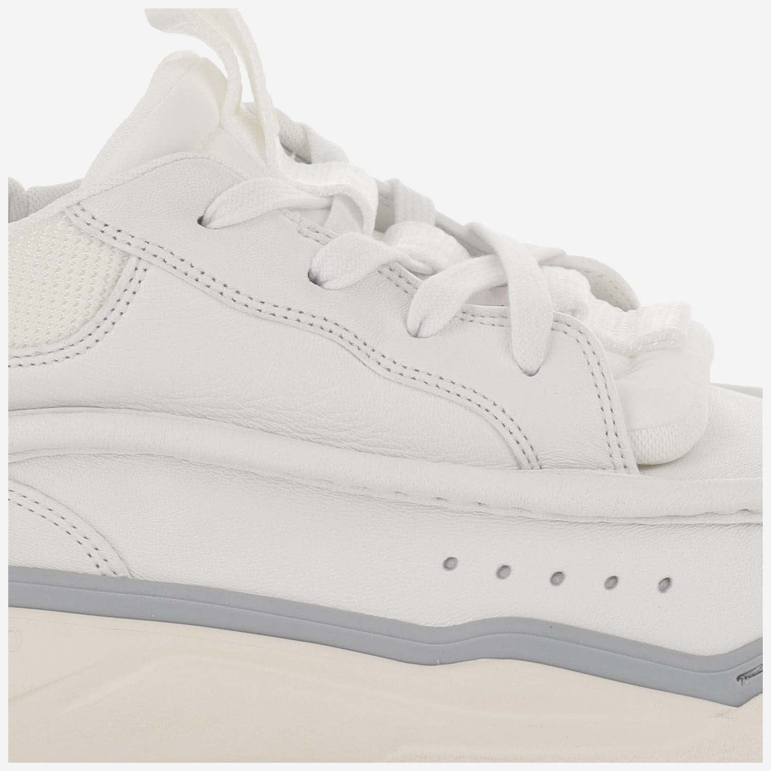 Shop Valentino Calf Leather And Fabric Mid-top Runboot Sneakers In White