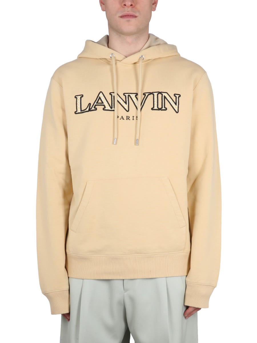 Shop Lanvin Sweatshirt With Logo In Beige