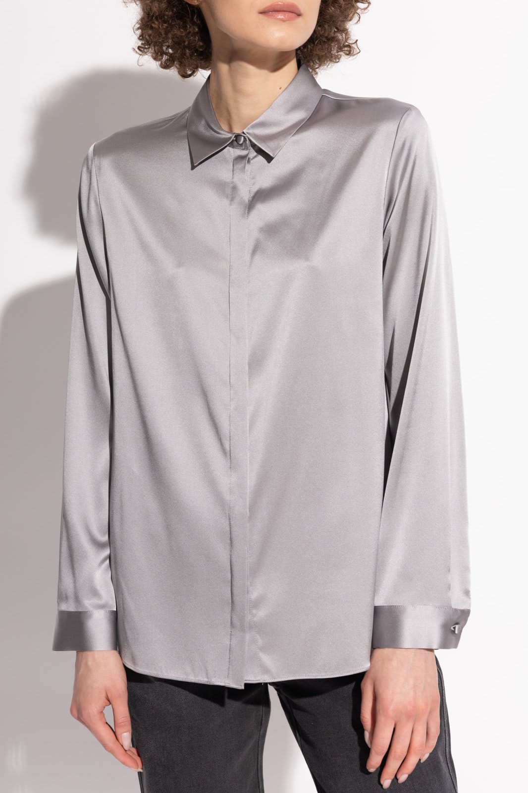 Shop Emporio Armani Silk Shirt In Misty Grey