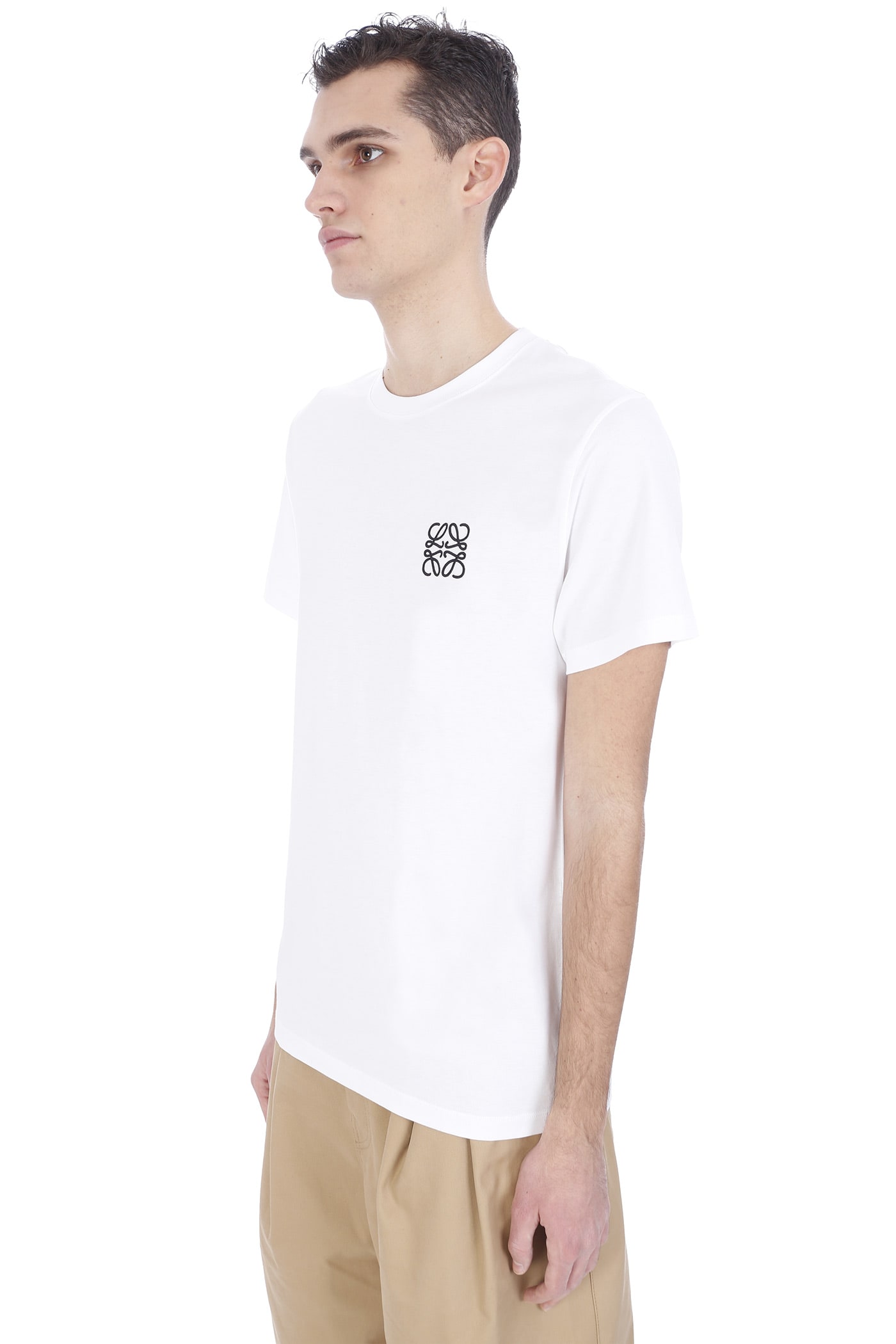 Loewe Anagram Embroidered Cotton T-shirt In White | ModeSens