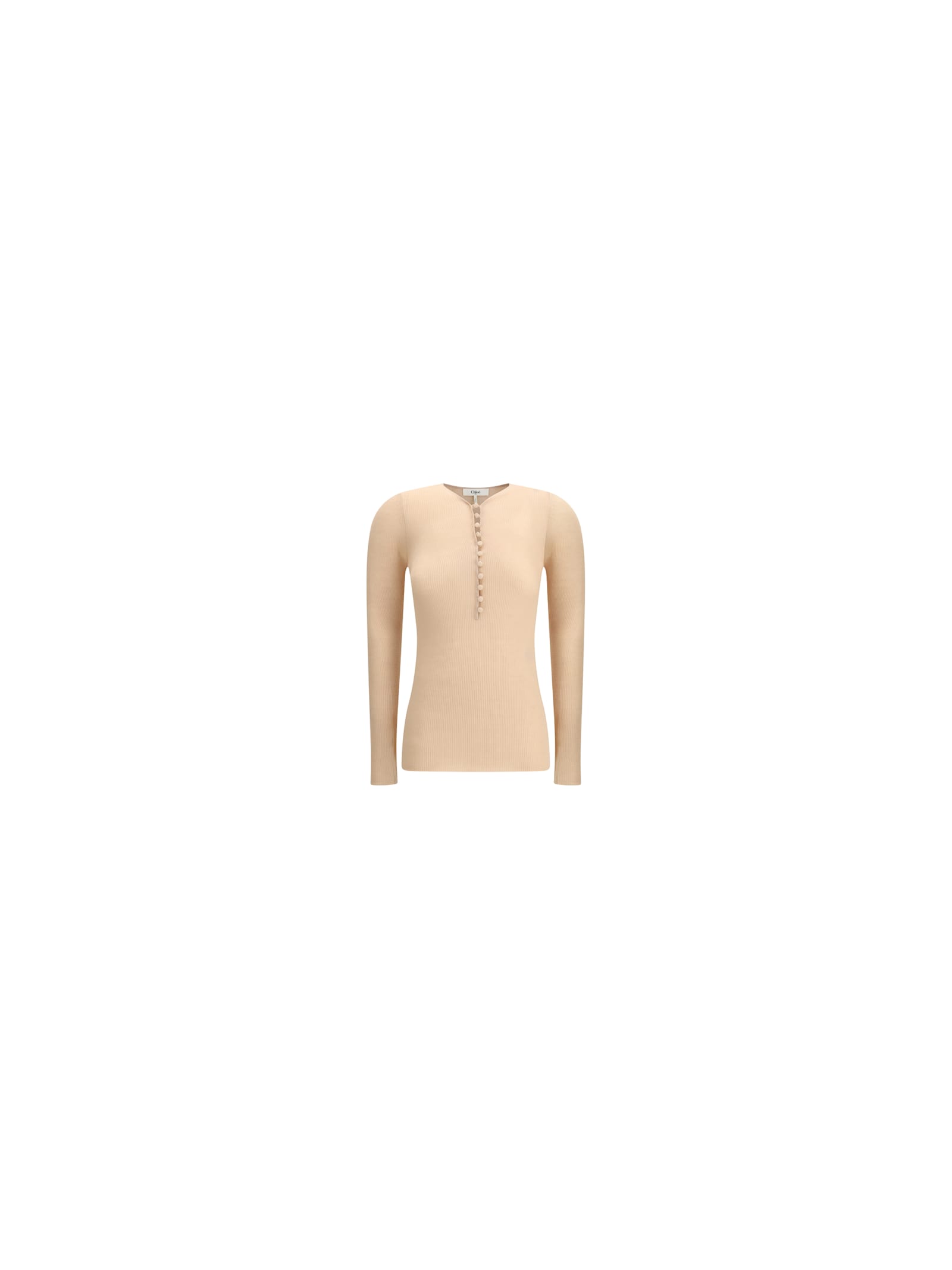 Chloé Chloè Wool Henley Shirt In Pink