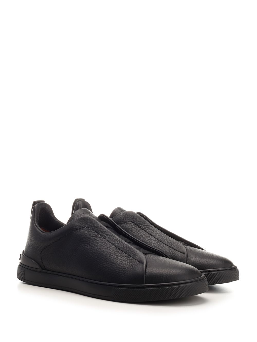 Shop Zegna Low Top Triple Stitch Sneakers In Black