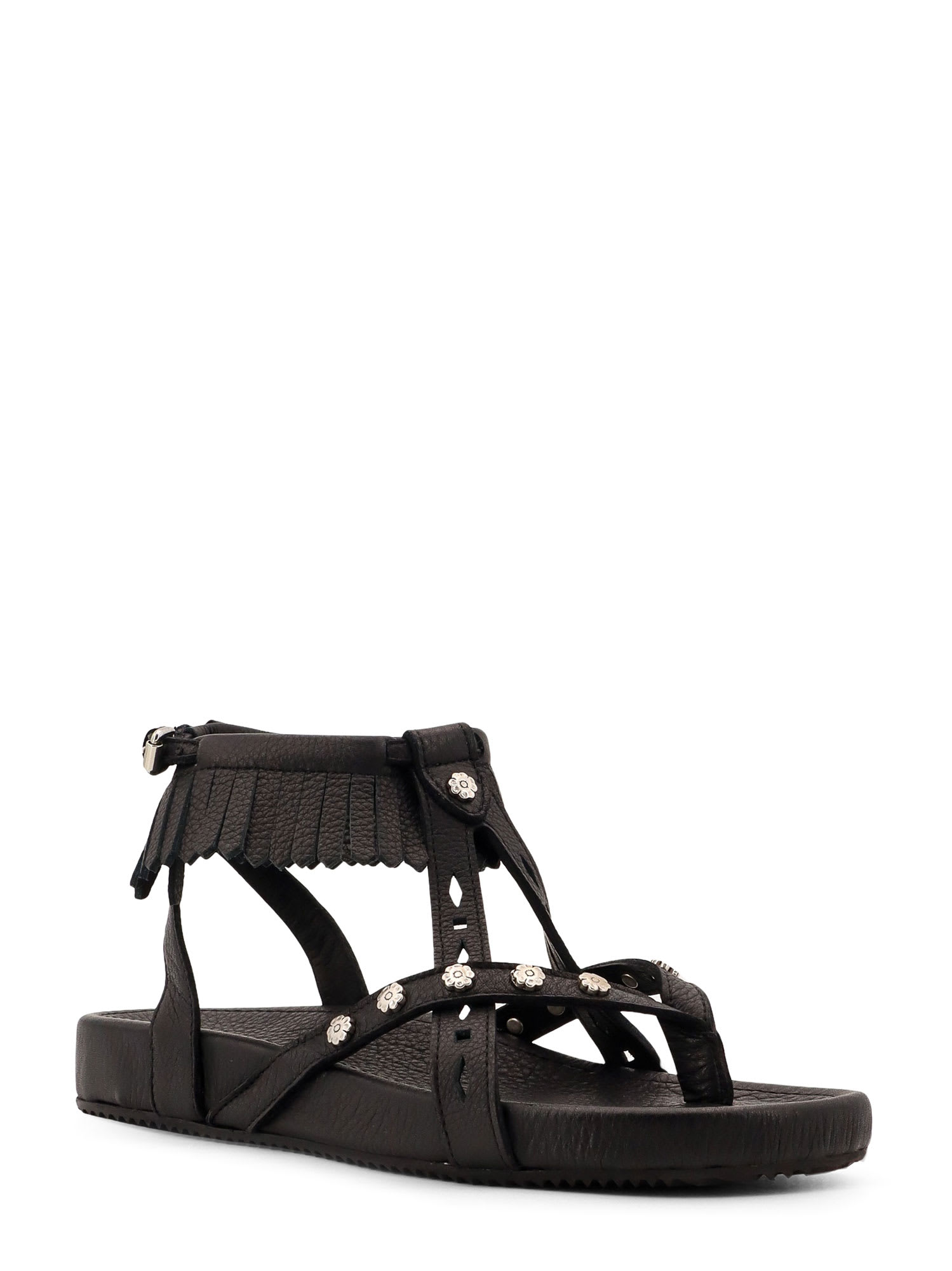 Isabel Marant Embellished Leather Straps Sandals In Black