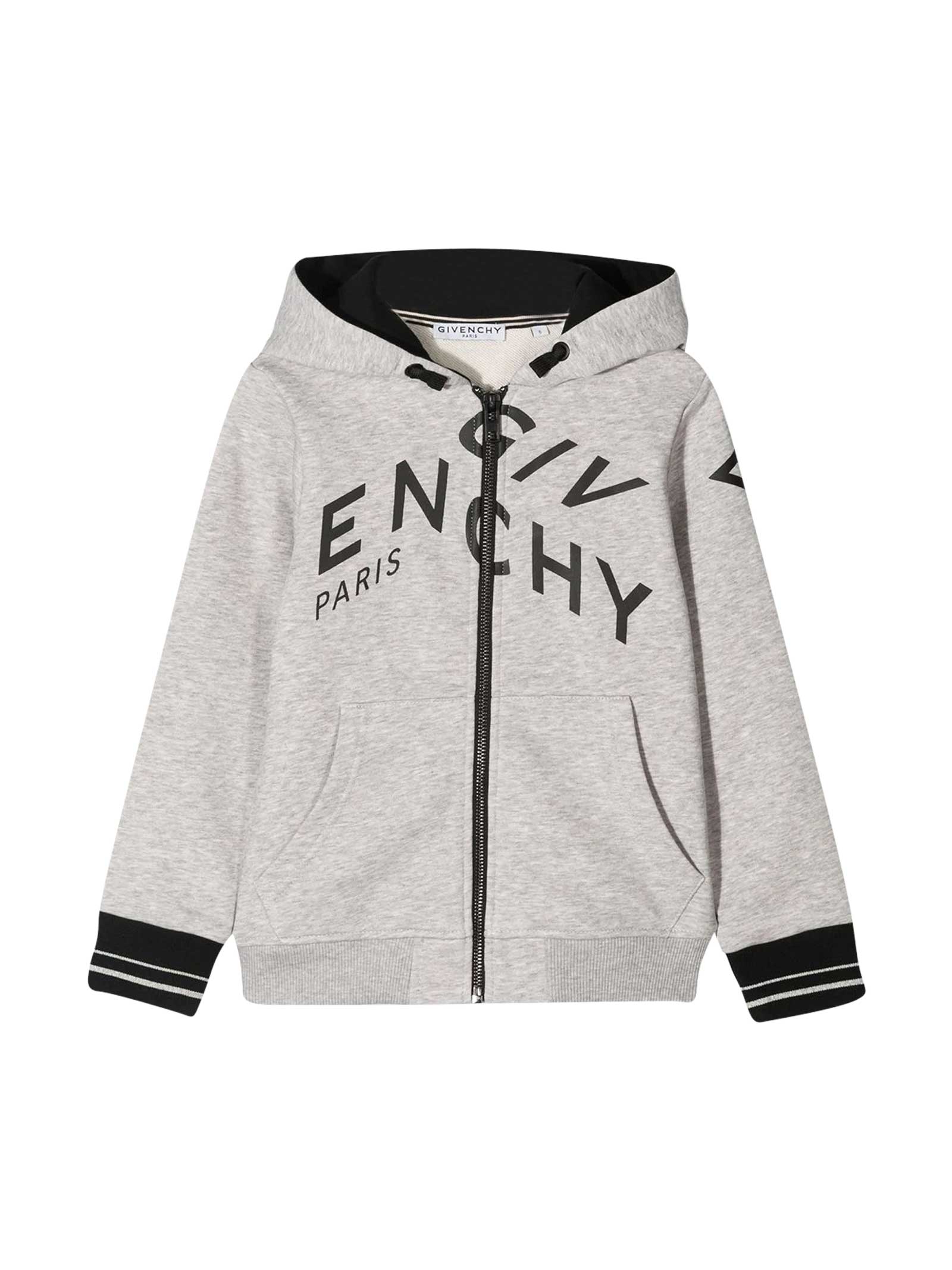 Shop Givenchy Gray Sweatshirt Teen With Hood In Grigio