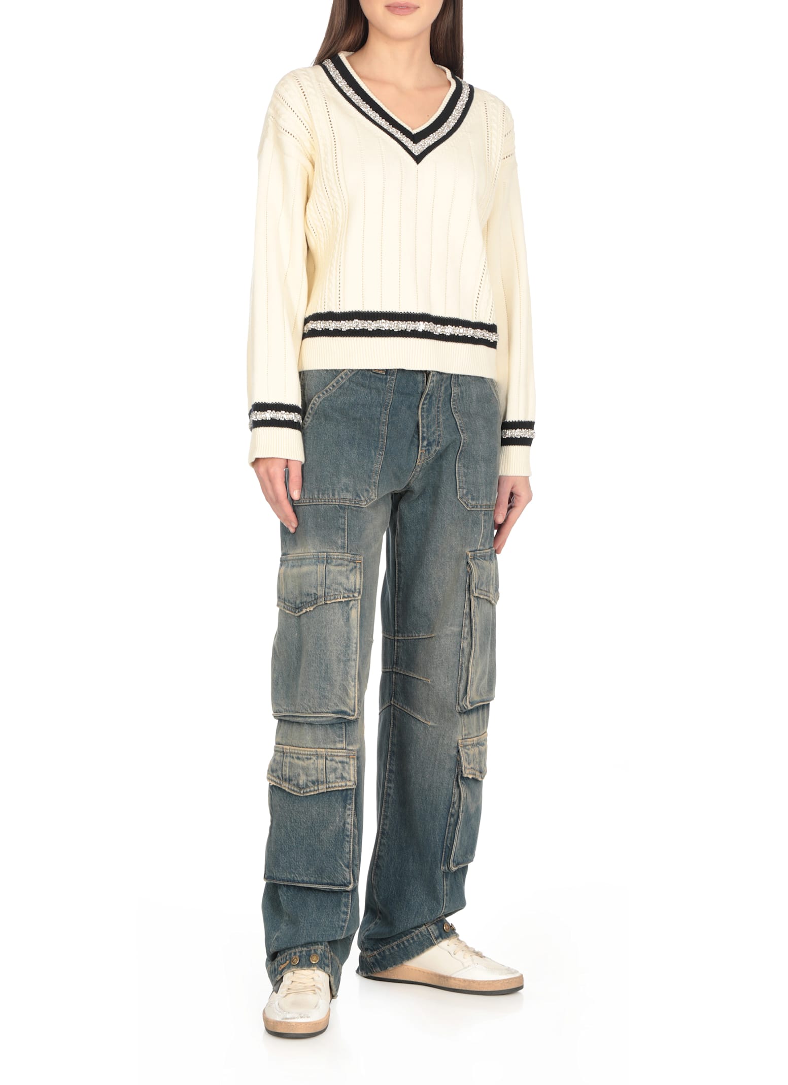 Golden Goose White And Black Leather Ball Star Low Sneakers In White