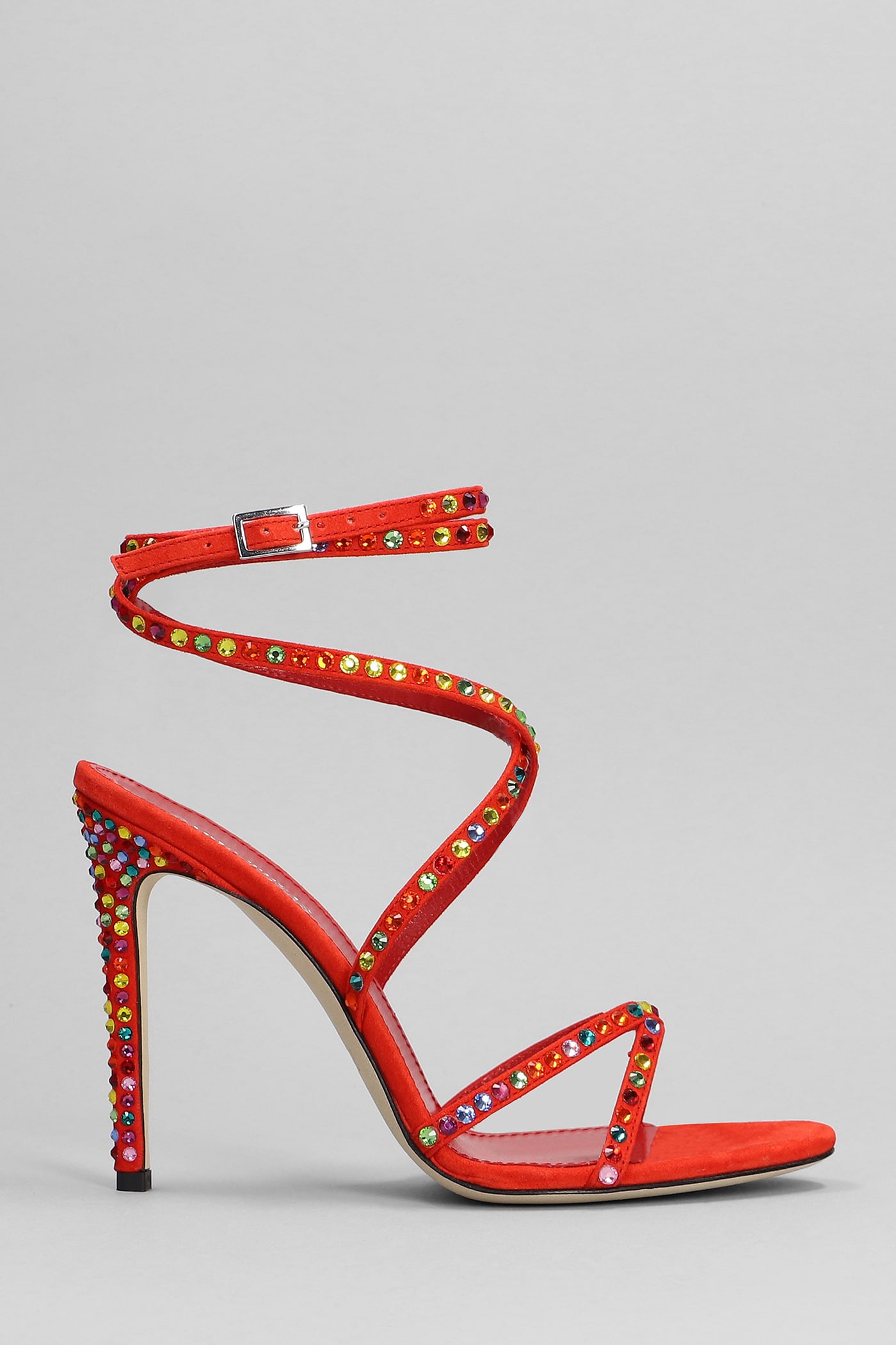 PARIS TEXAS HOLLY ZOE SANDALS IN RED SUEDE