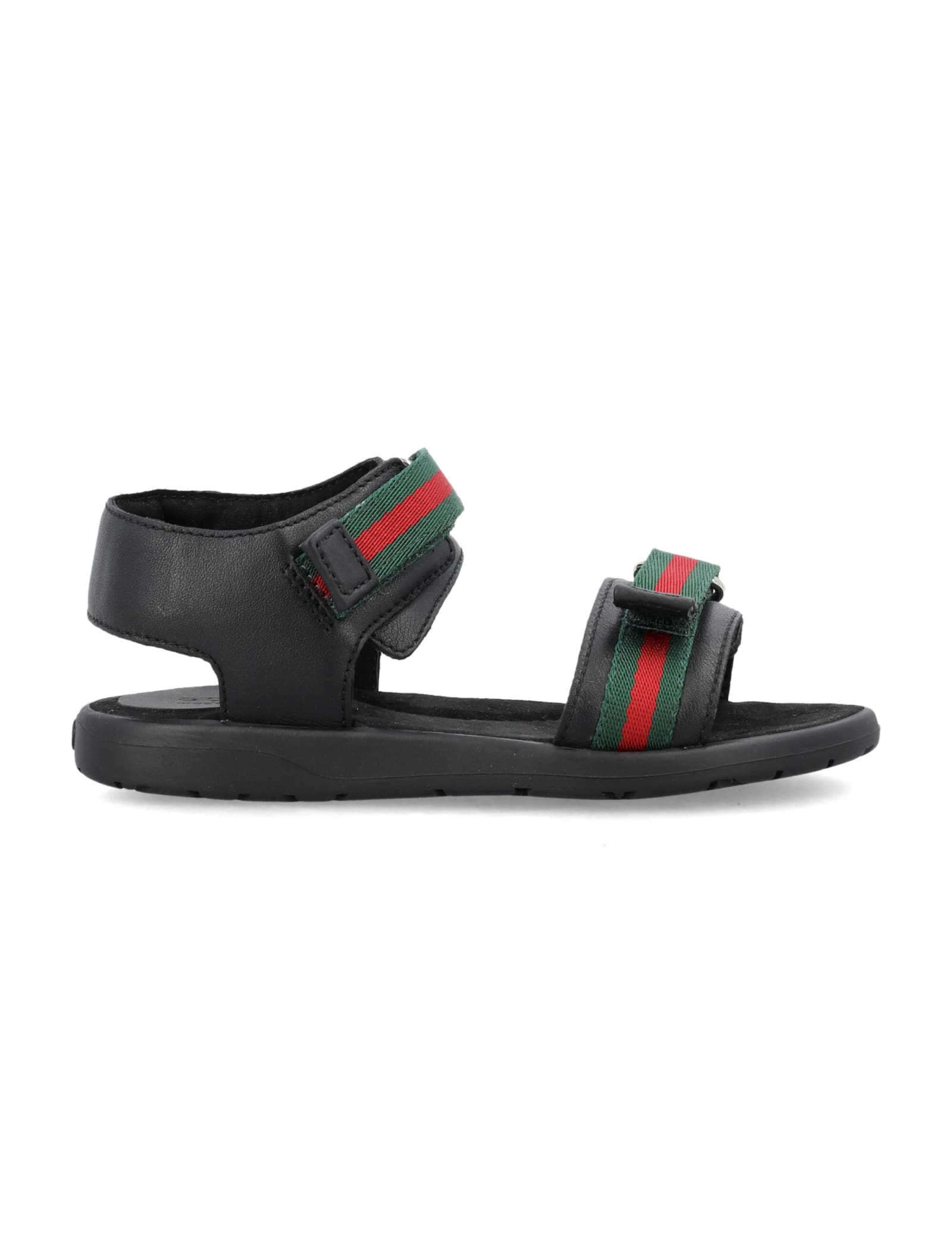 GUCCI LEATHER SANDAL WITH WEB