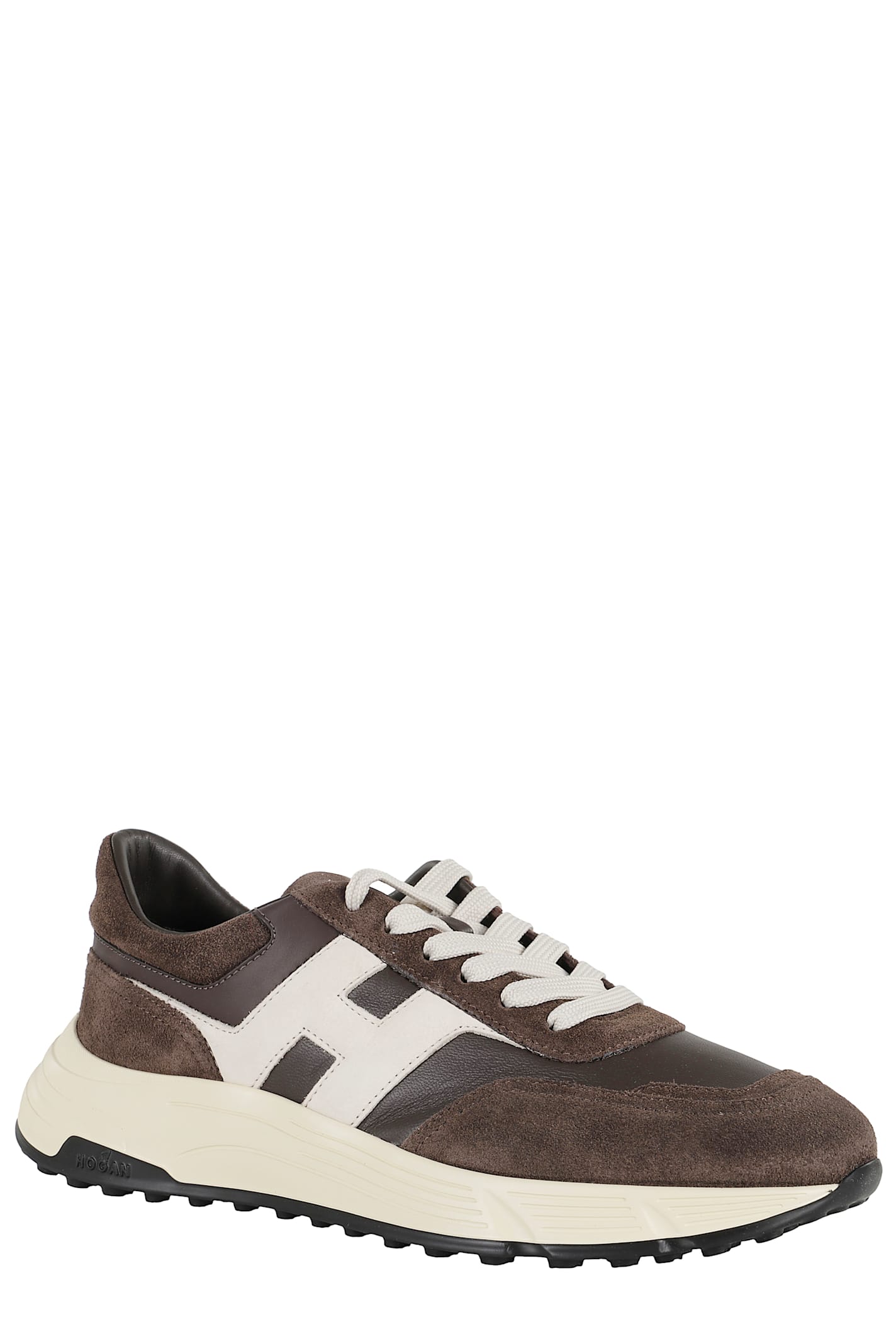 Hogan Coffee Brown Leather Sneakers With Memory Foam Insole In Brown