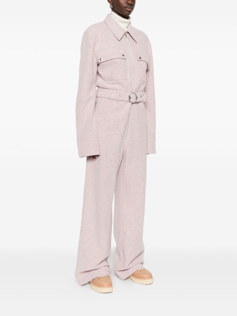 Jil Sander Wool Blend Jumpsuit In White