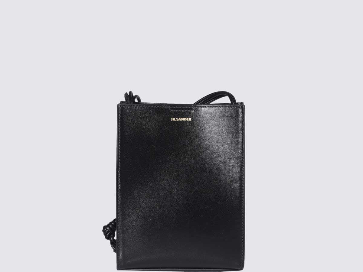 Shop Jil Sander Black Leather Tangle Shoulder Bag