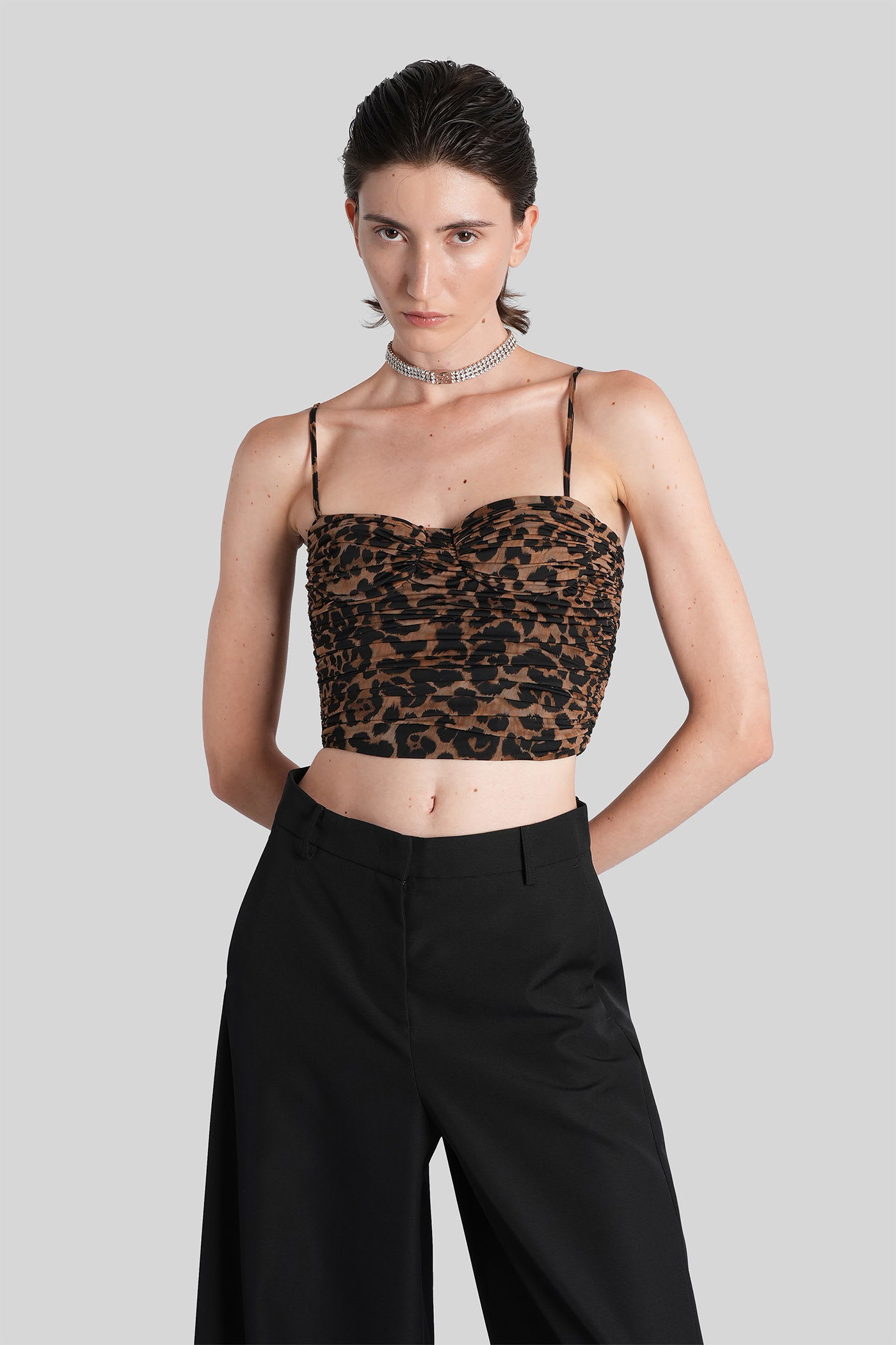 Blumarine Topwear In Animalier Polyamide In Animal Print