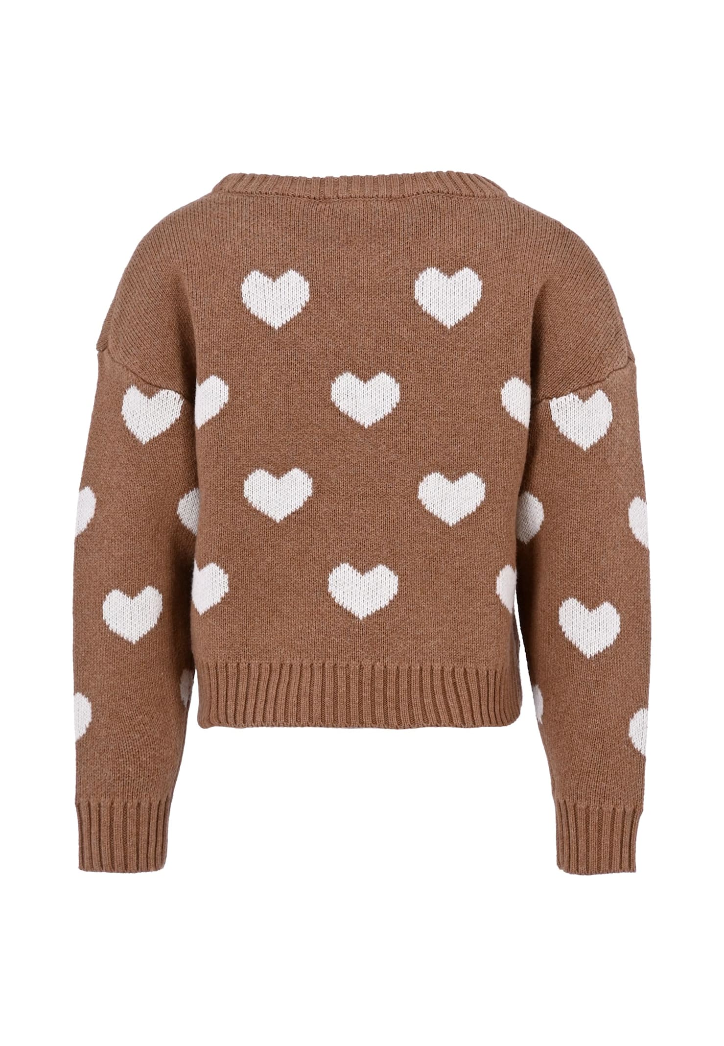 Monnalisa Heart-patterned Sweater In Brown