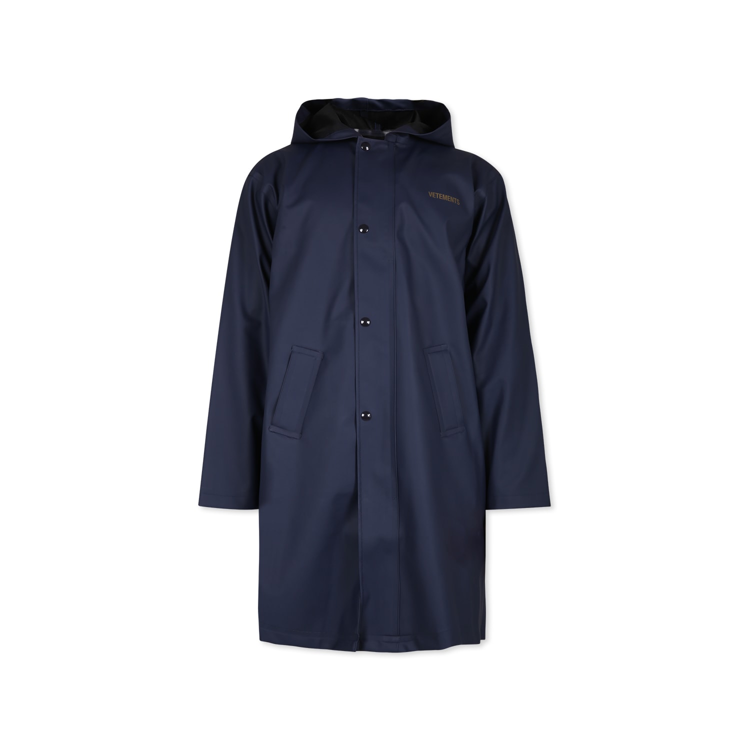 Shop Vetements Blue Raincoat For Kids With Logo