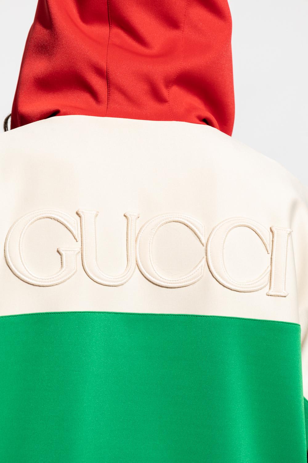 Gucci Color-block Half-zip Hooded Sweatshirt In Multicolour