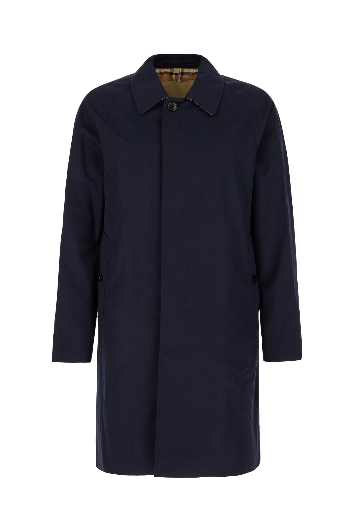 Burberry Navy Blue Cotton Heritage Camden Overcoat In Coal Blue