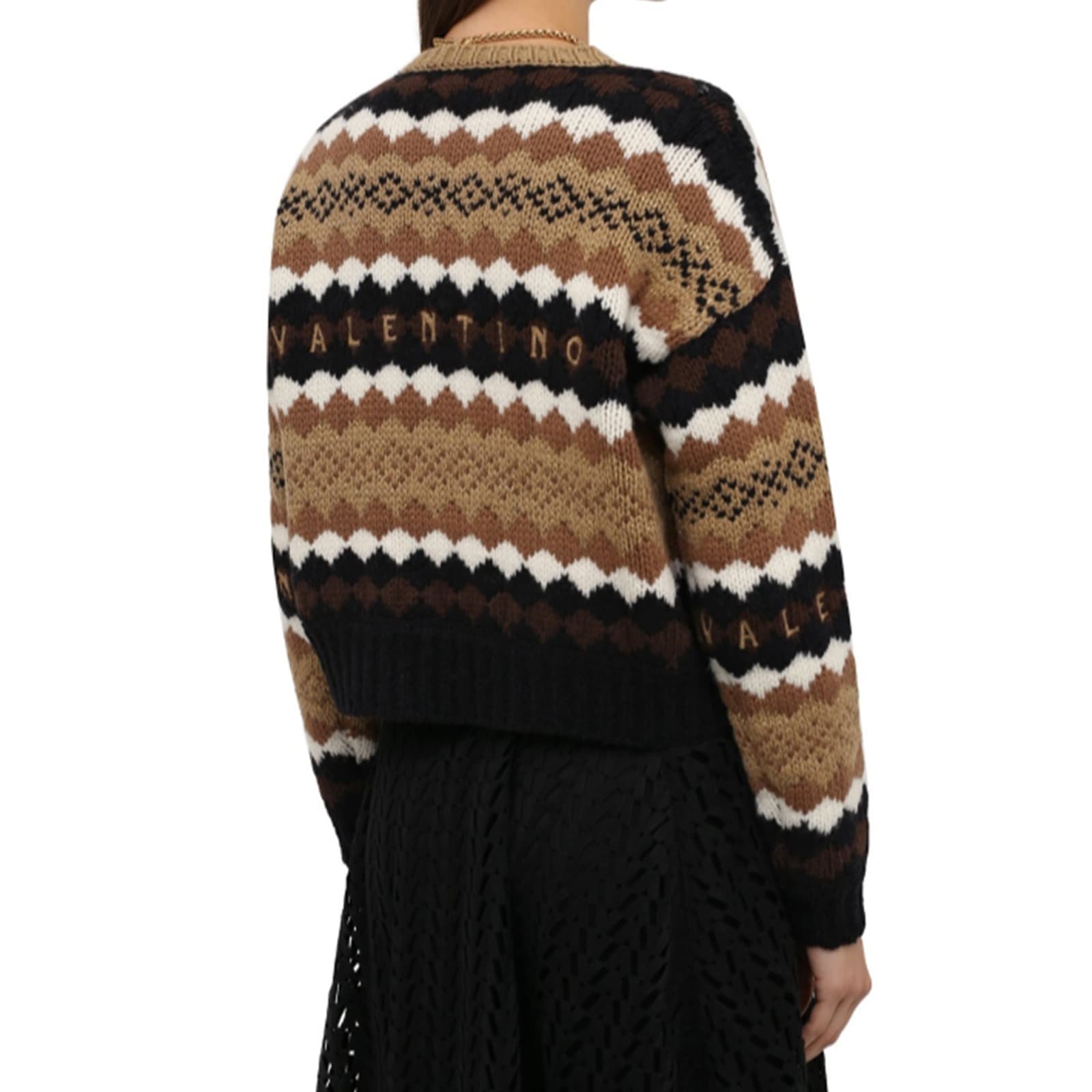 Shop Valentino Logo Wool Sweater In Brown