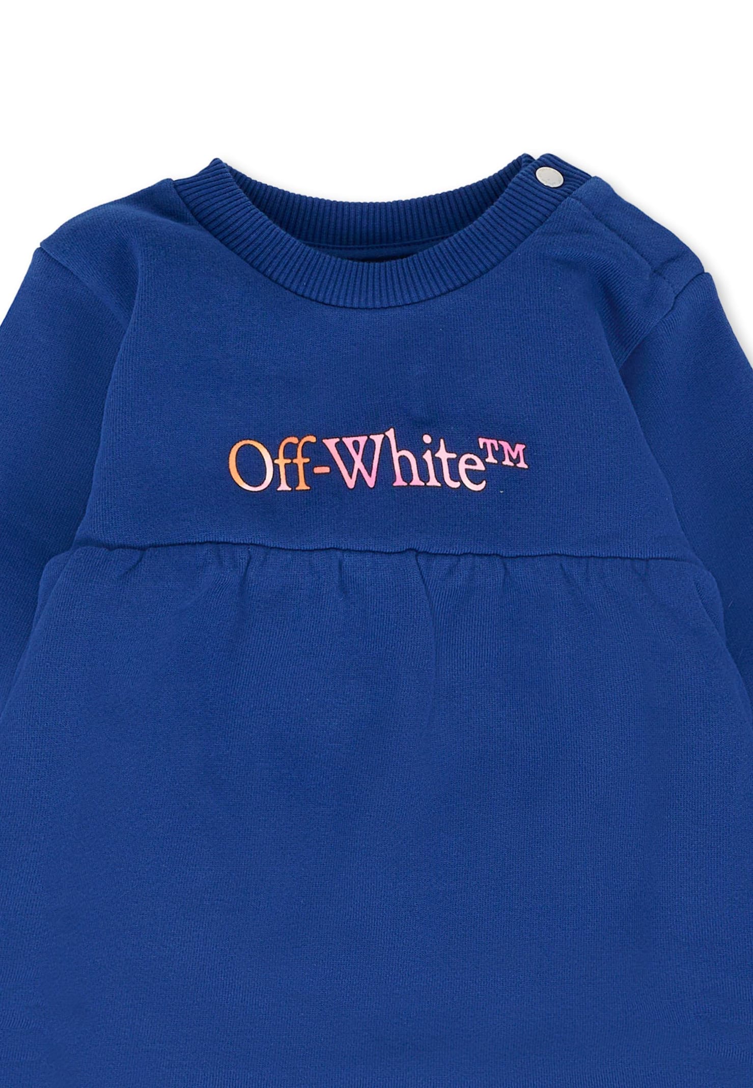 Off-white Blue Dress For Baby Girl With Logo In Blue