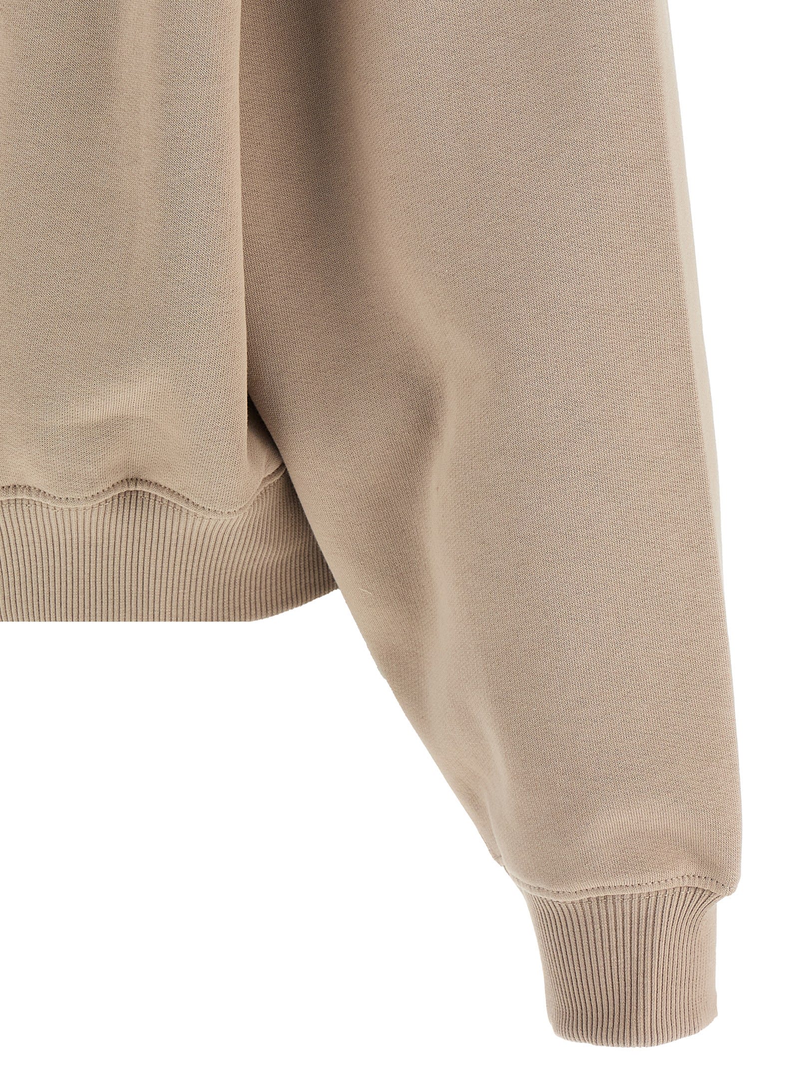 Rotate Birger Christensen 'ribbed Crewneck Sweatshirt Long Sleeves' In Beige
