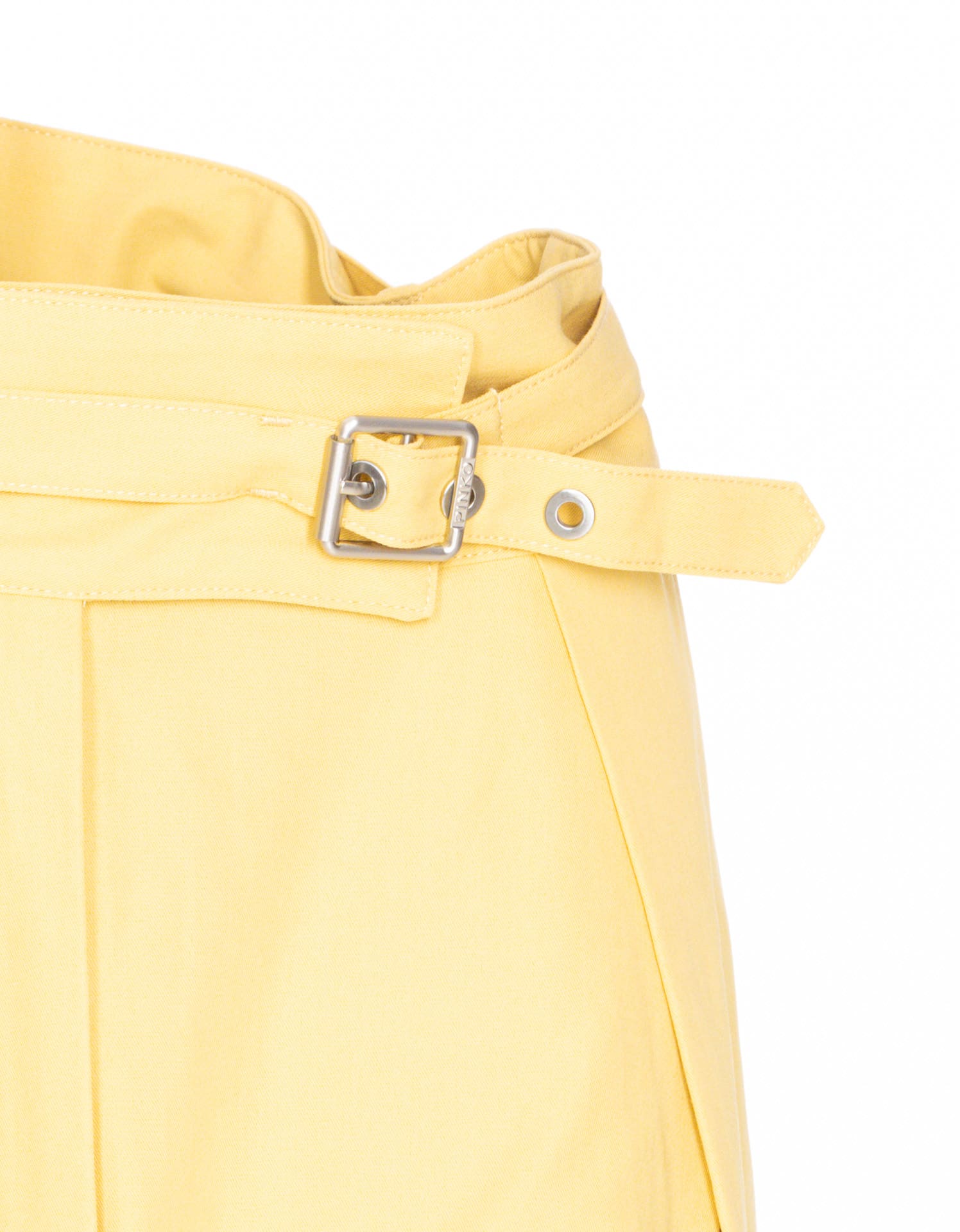 Pinko Belted Butter Yellow Trouser With Layered Details