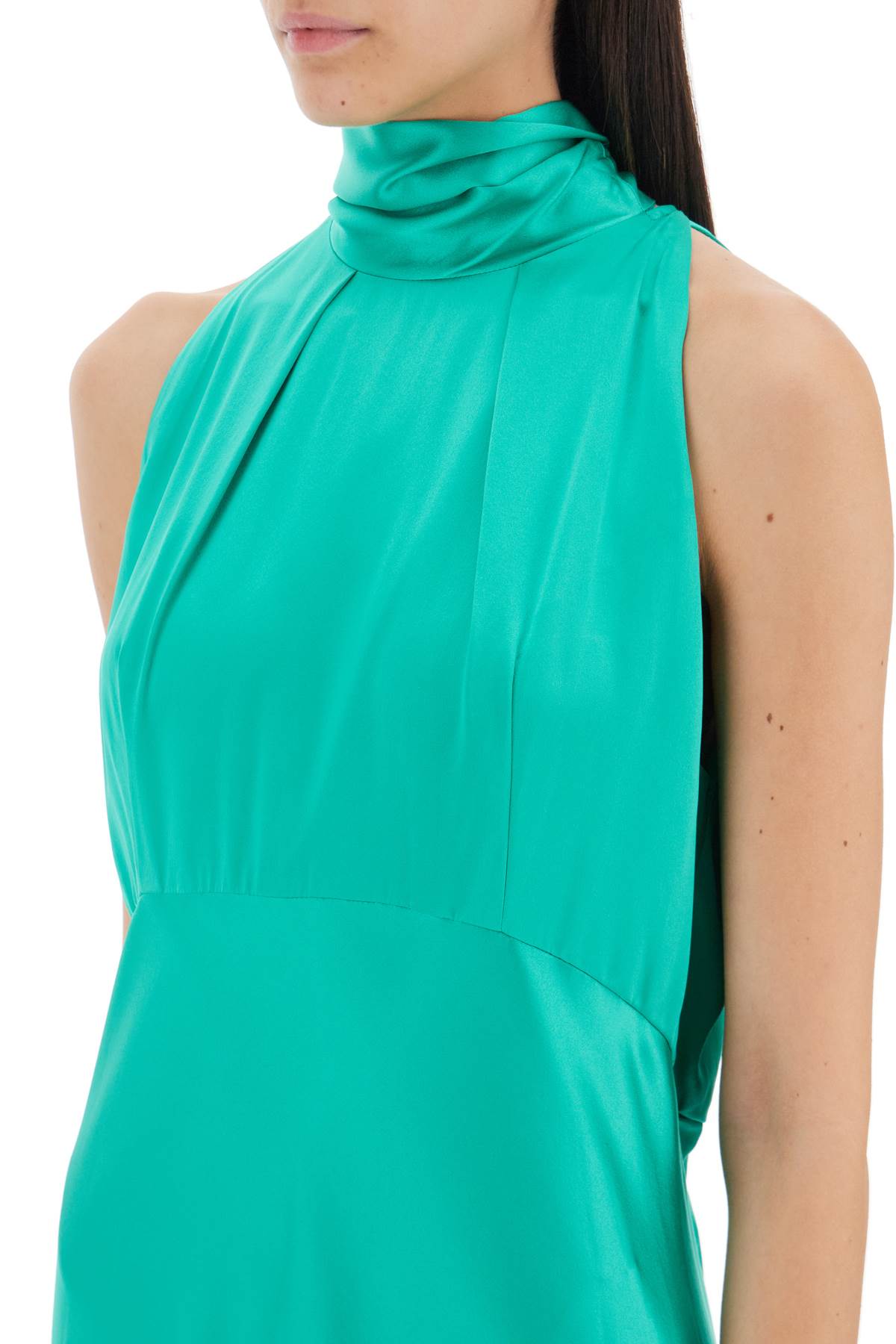 Shop Saloni Michelle Satin Dress In Aloe (green)