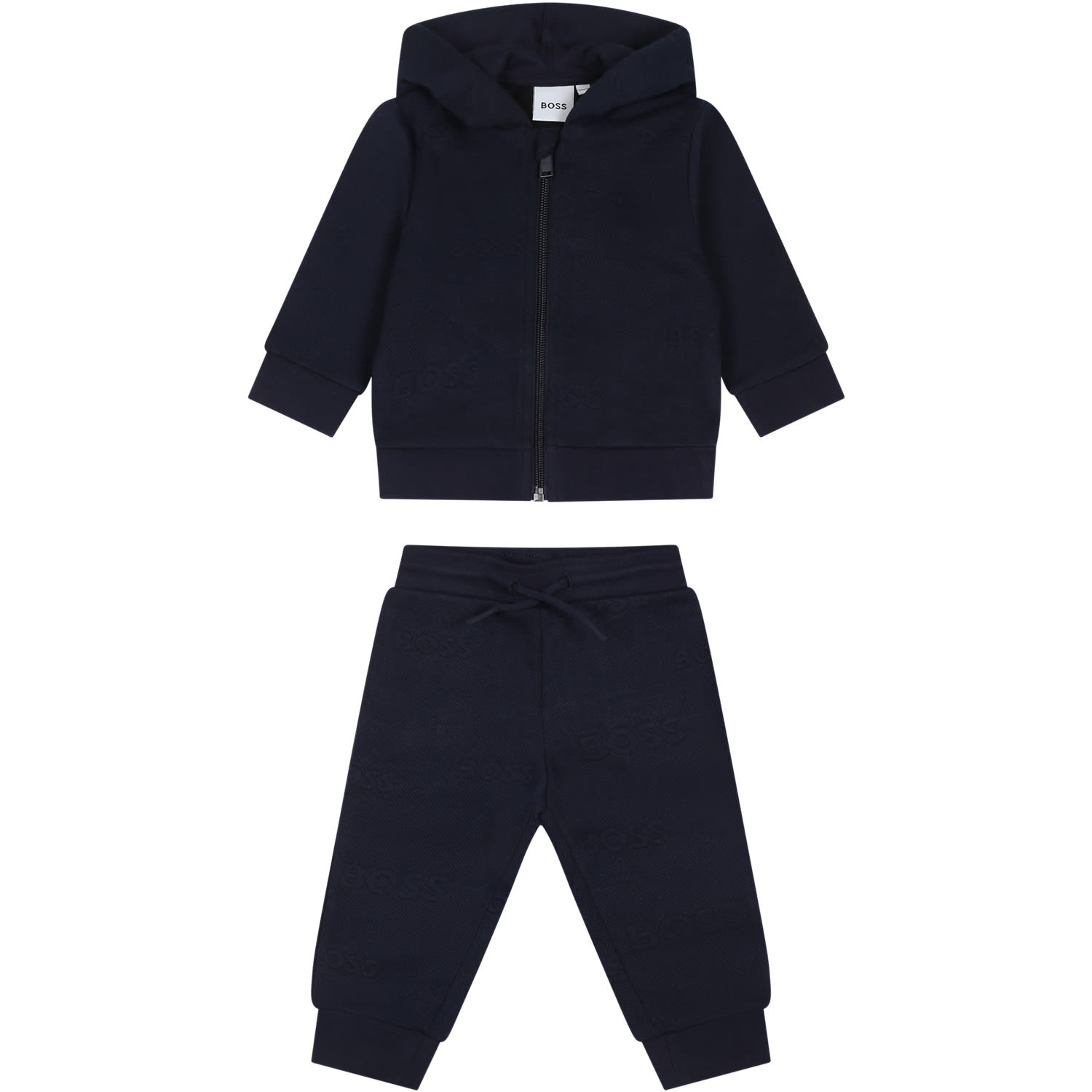 Hugo Boss Kids' Green Suit For Baby Boy With Logo In Blue