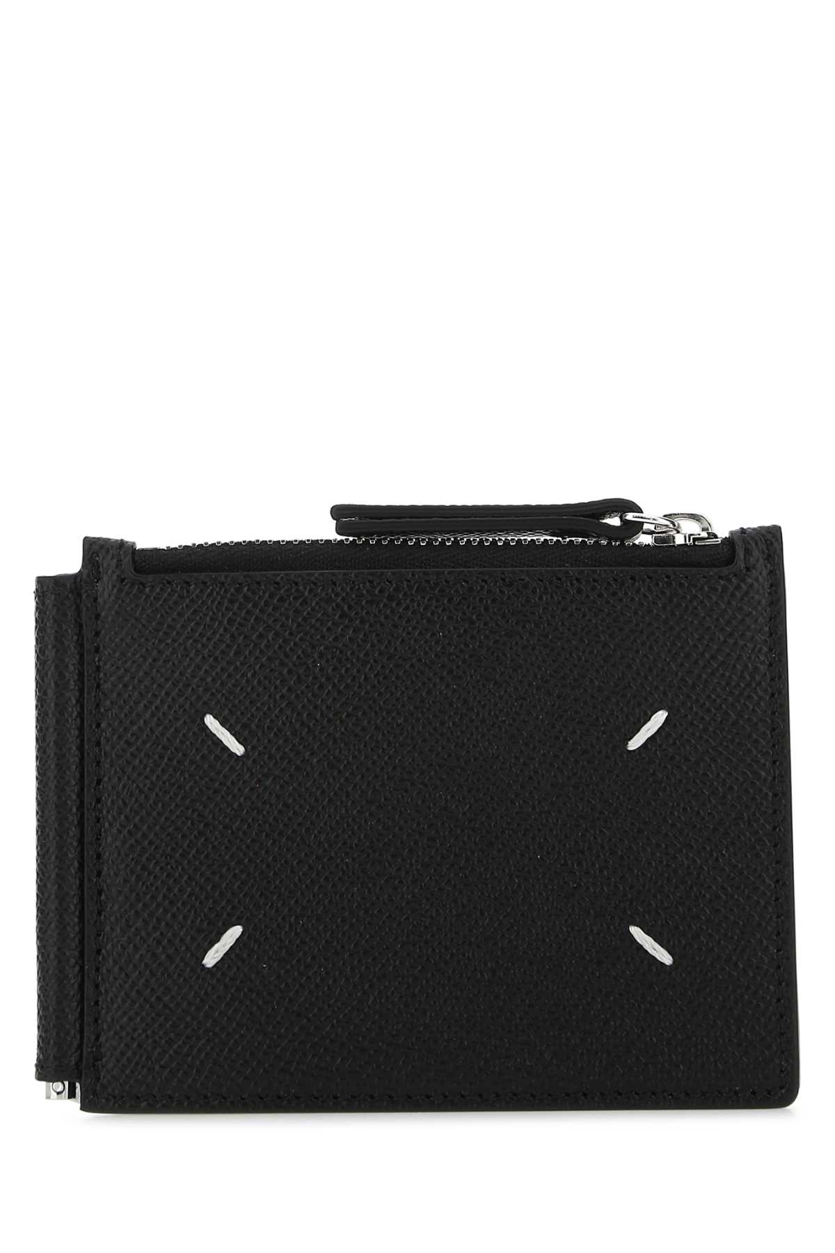 Shop Maison Margiela Black Leather Card Holder In T8013