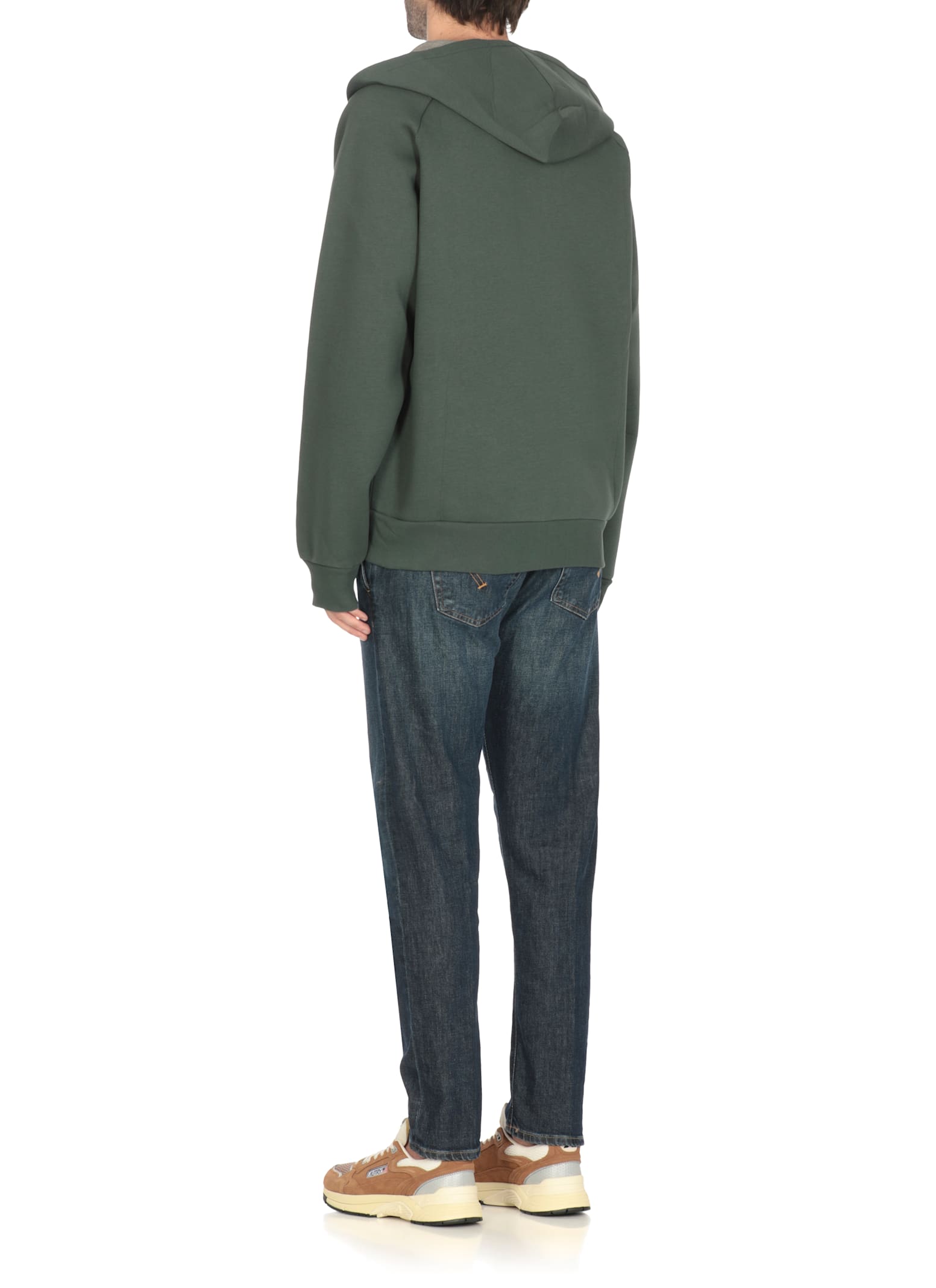 Autry Oversized Hooded Neoprene Jacket In Green
