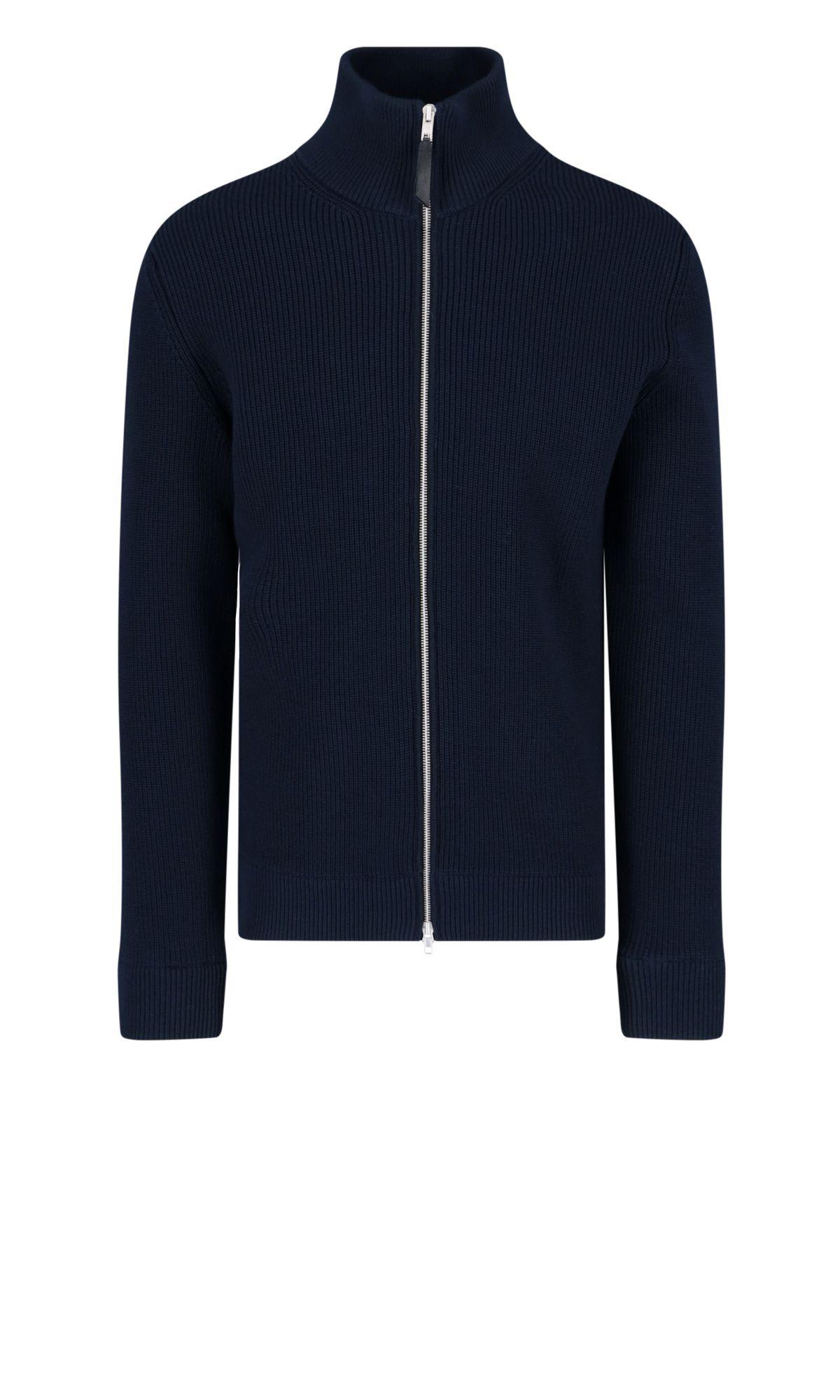 Shop Maison Margiela Zip Sweater In Blue