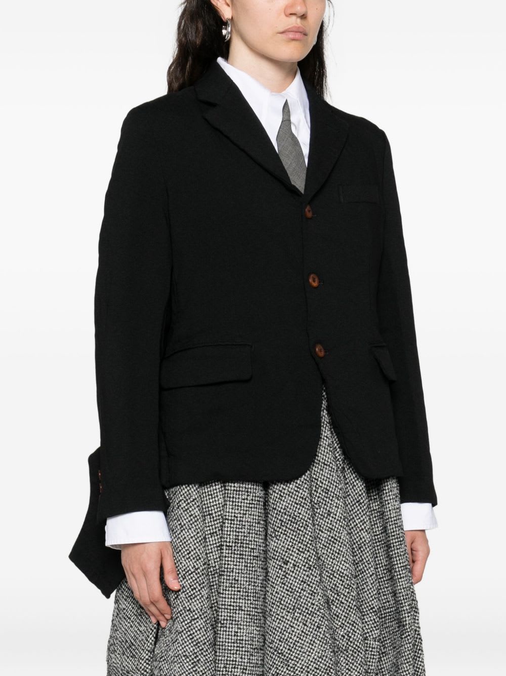 Comme Des Garçons Draped Panel Twill Jacket In Black