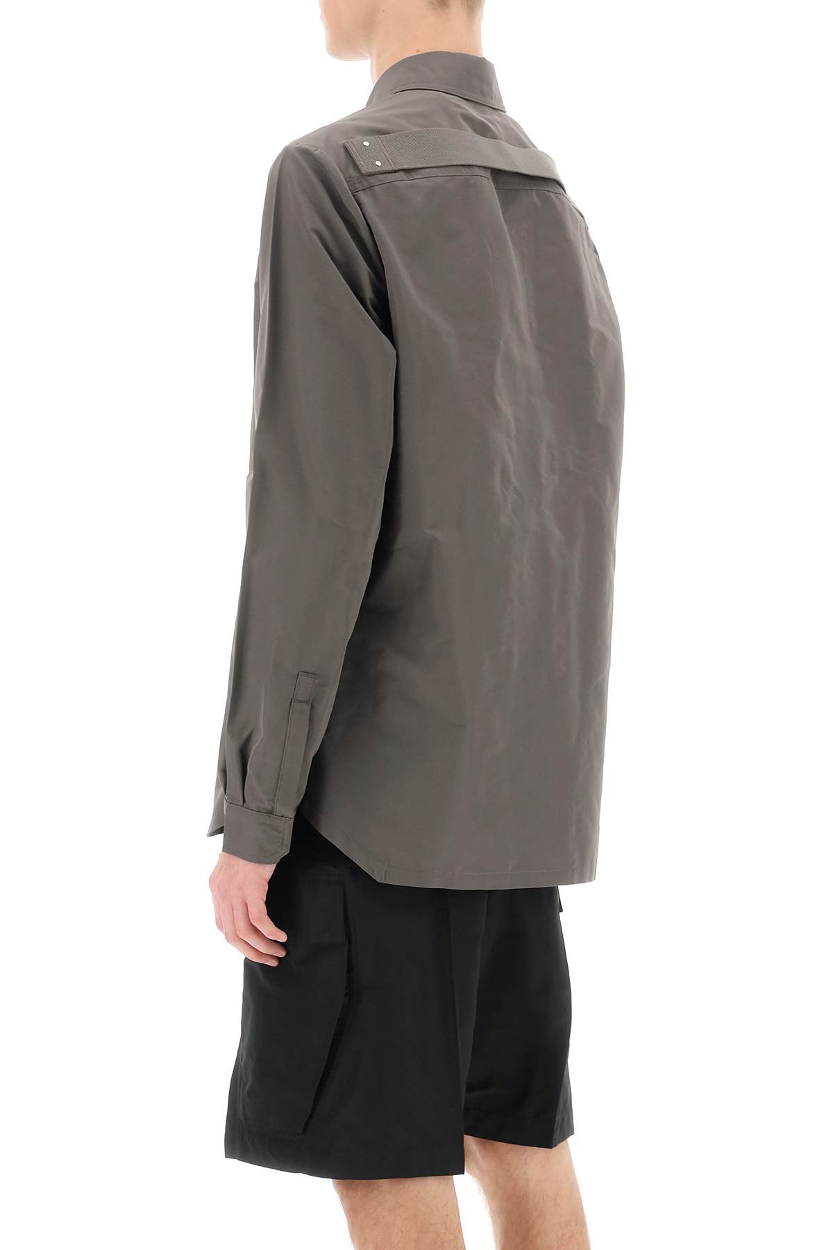 Shop Rick Owens Faille Overshirt With Fog Pockets In Dust