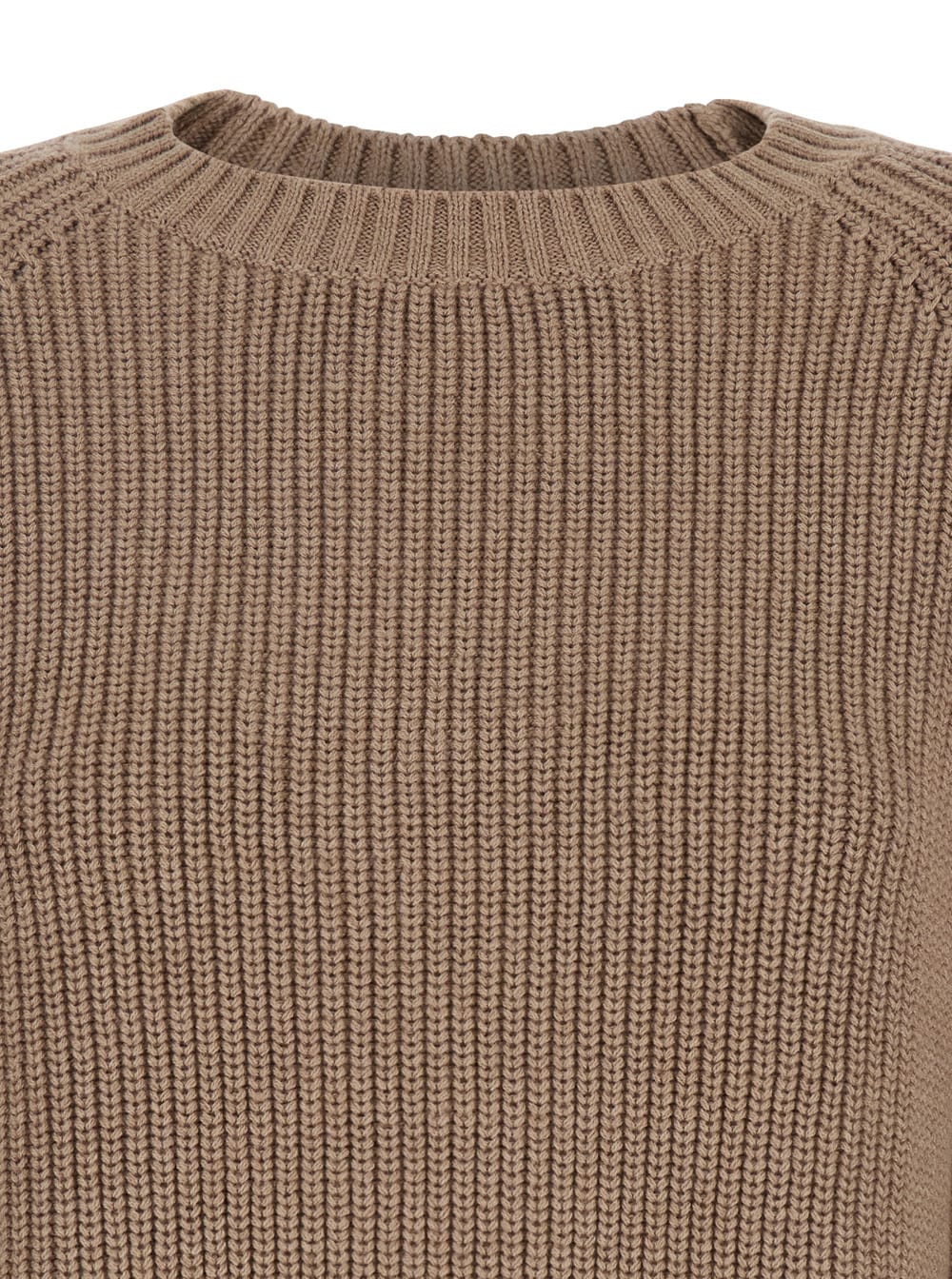 Shop P.a.r.o.s.h Brown Knit Crewneck Sweater In Cotton And Cashmere Blend Woman