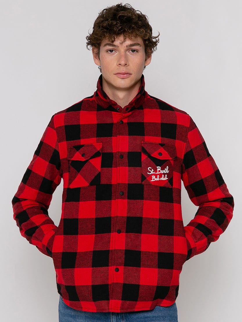 Mc2 Saint Barth Overshirt With Pocket And St. Barth Bob Club Embroidery In Red