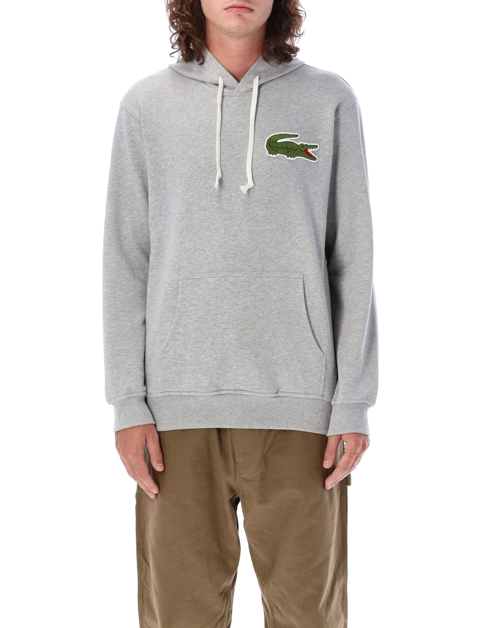 Comme Des Garçons Shirt Lacoste Big Crocodile Hoodie In Grey Mel