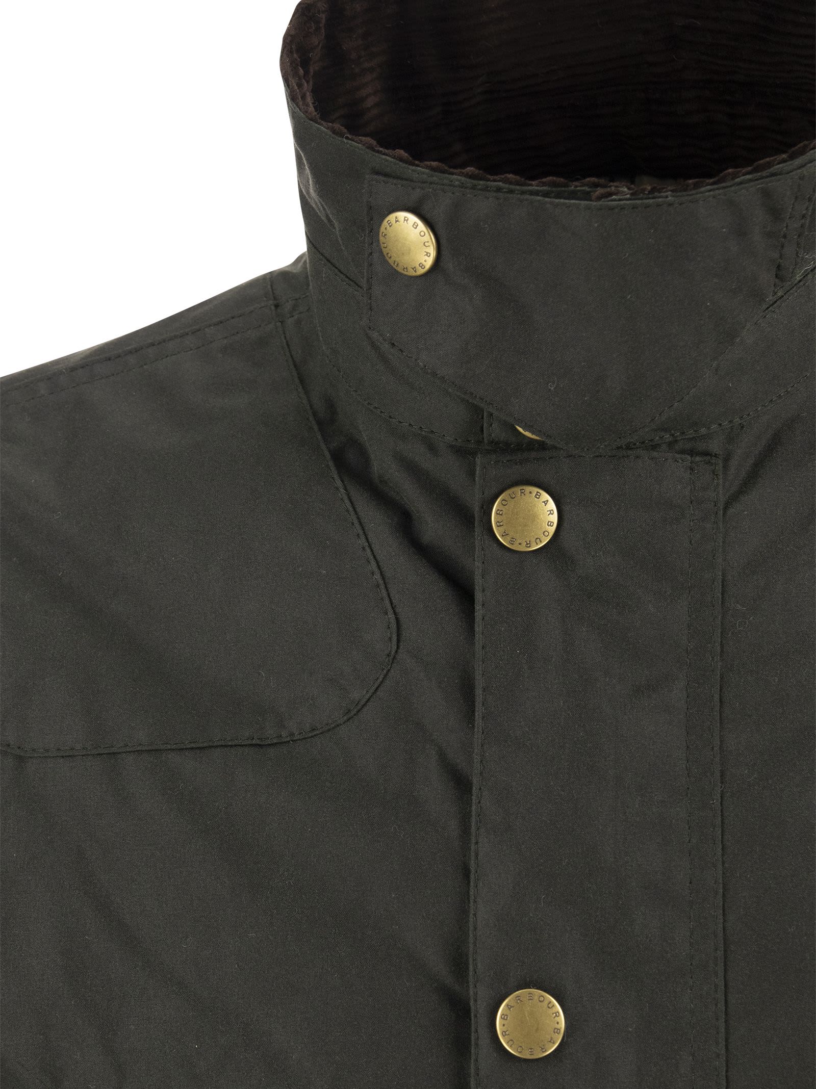 Barbour Reelin Waxed Cotton Jacket In Green