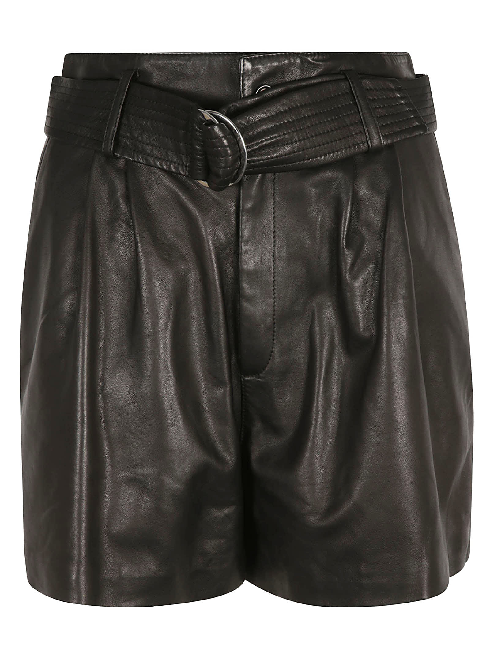 Parosh Belted Leather Shorts