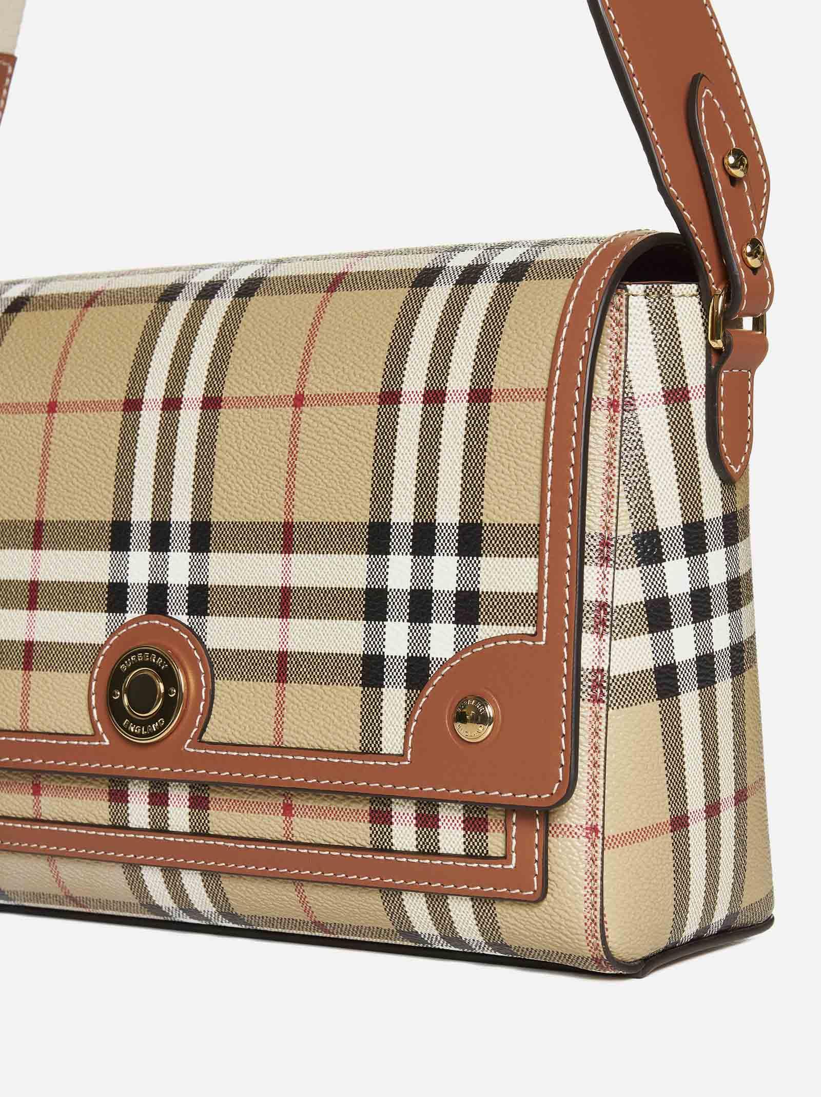 Shop Burberry Note Check Canvas Medium Bag