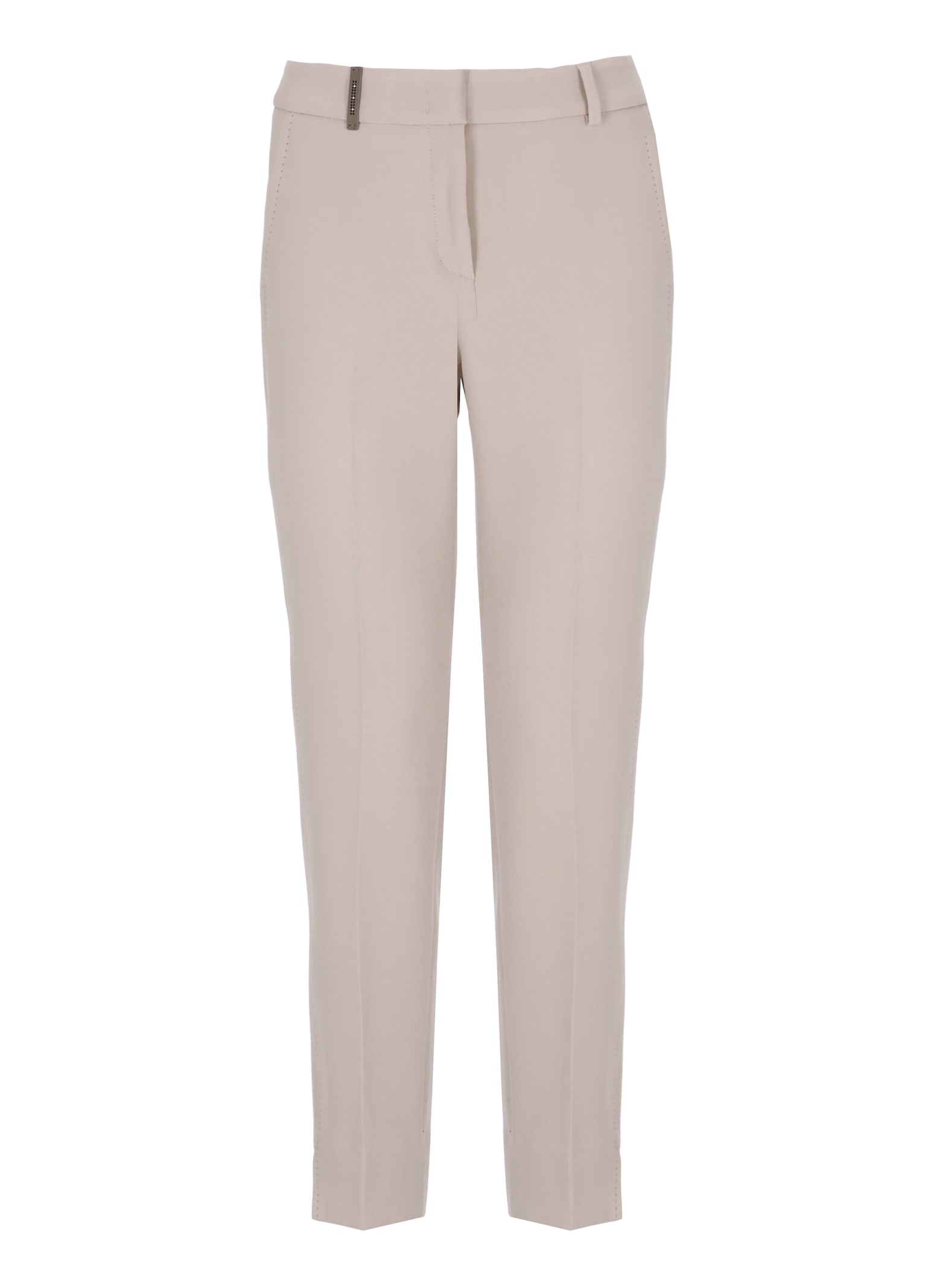 Peserico Pants With Leather Detail In Gray