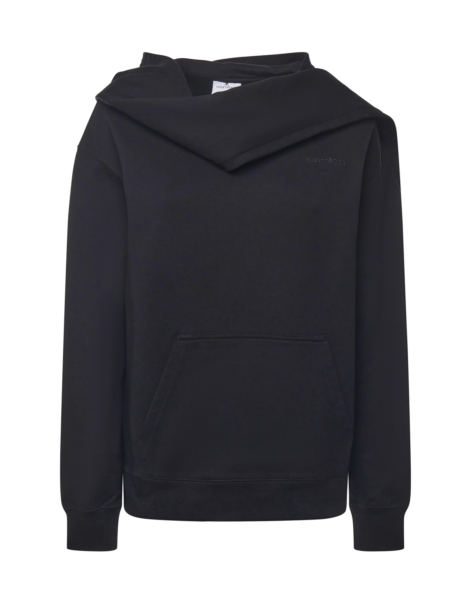 Courrèges Hooded Sweatshirt And Scarf In Black