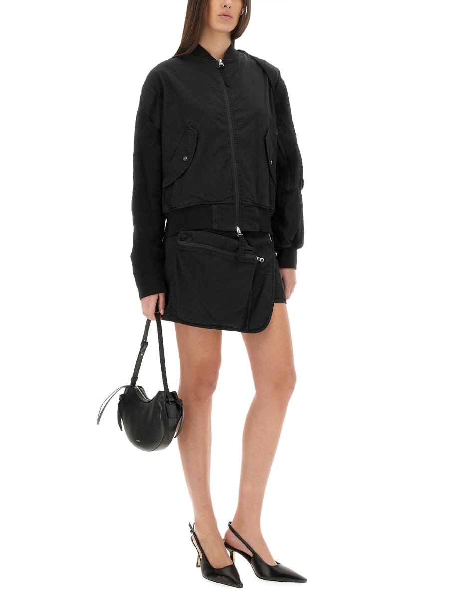 Helmut Lang Cotton Blend Bomber Jacket In Black
