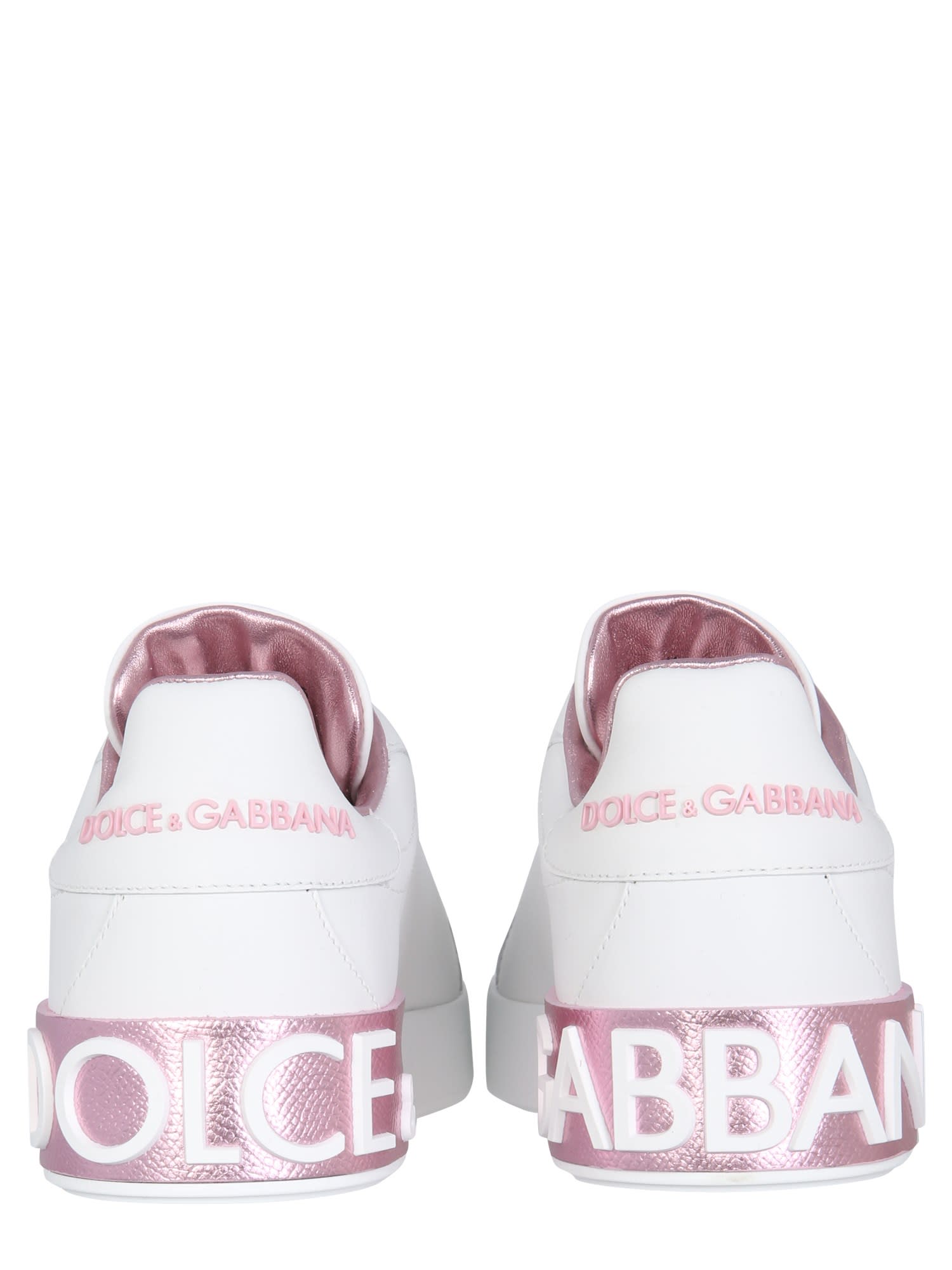 Shop Dolce & Gabbana Portofino Sneakers In Bianco/rosa