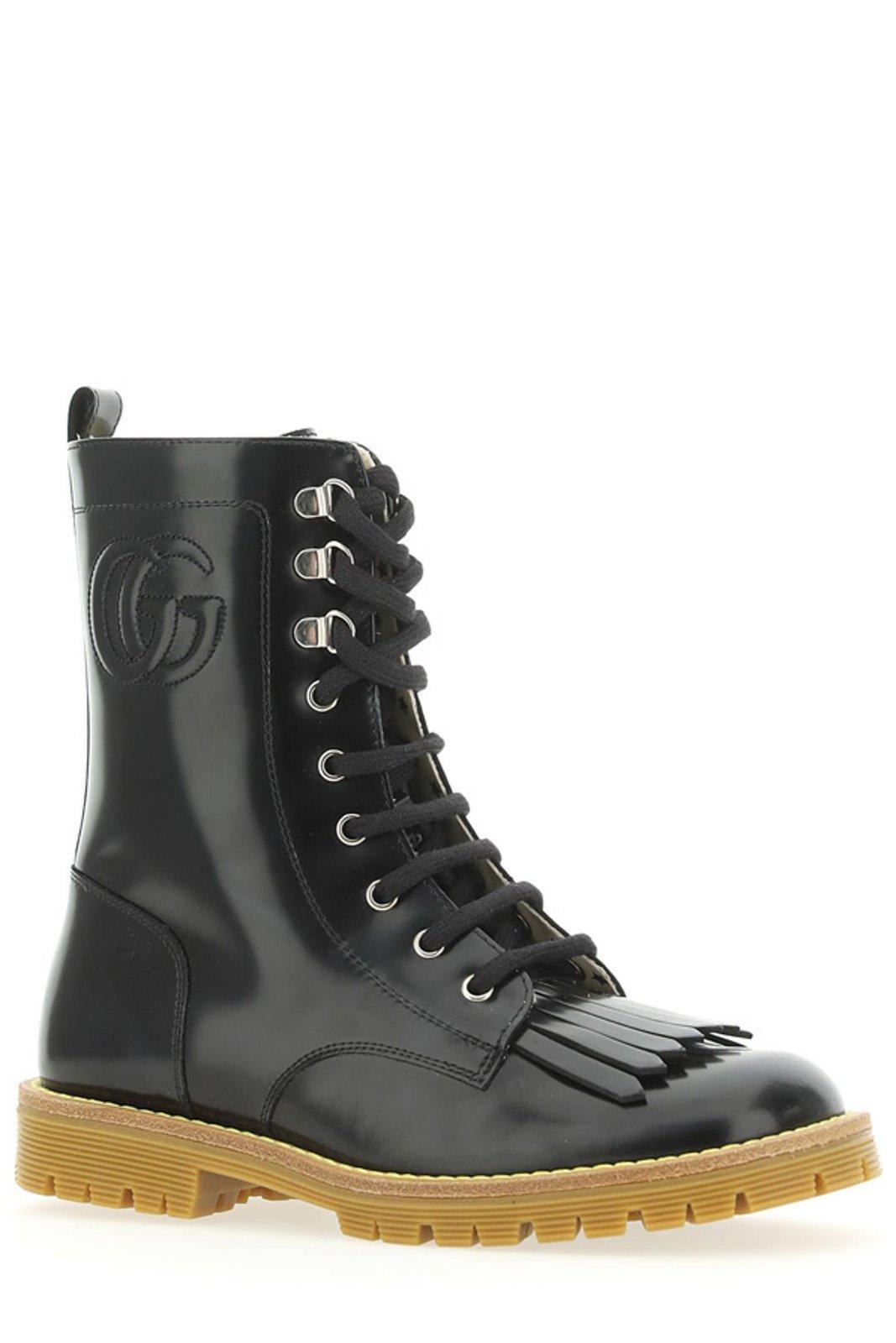 Shop Gucci Logo Detailed Lace-up Boots