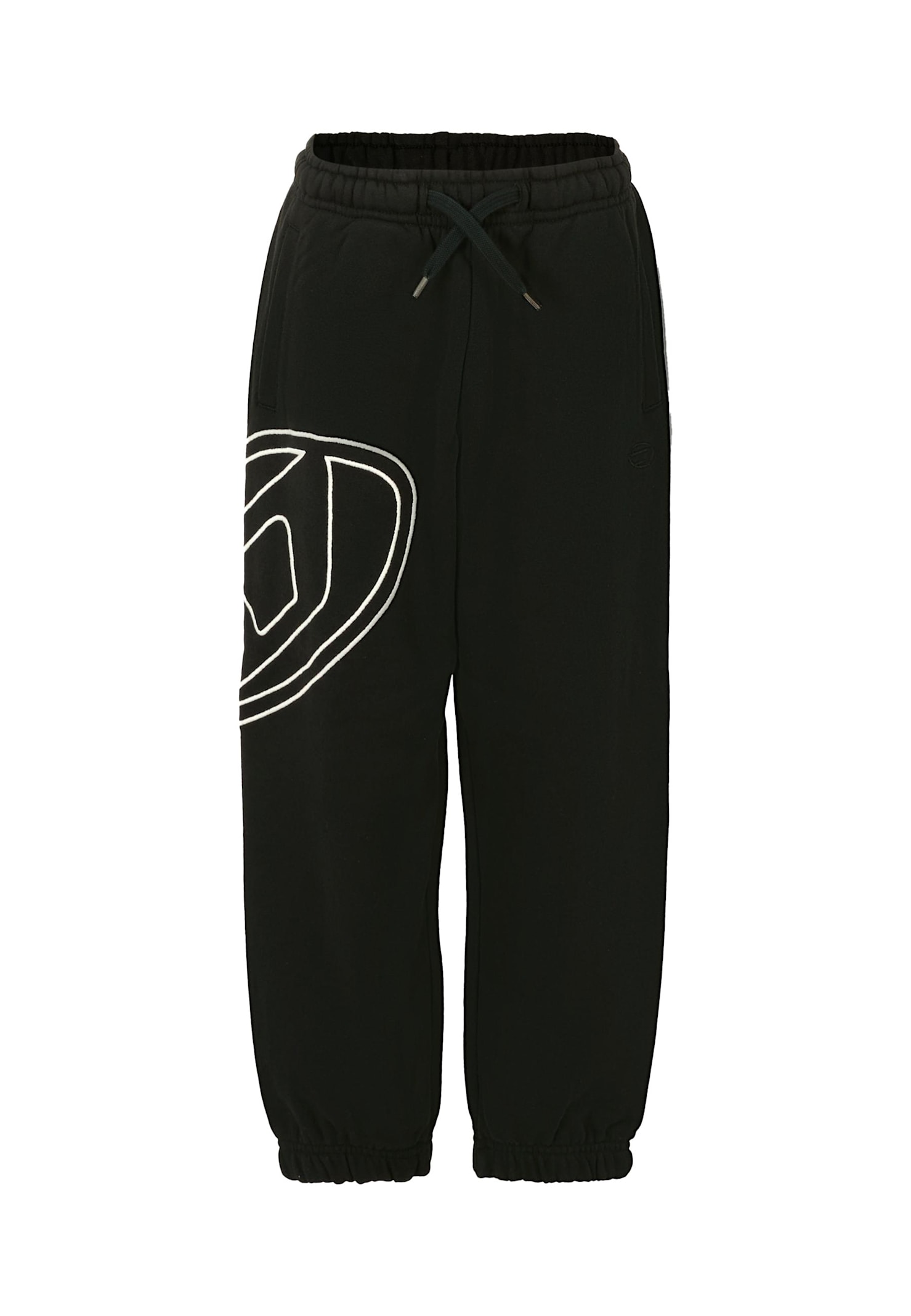 Diesel Black Sweatpants For Boy With White Logo In Black