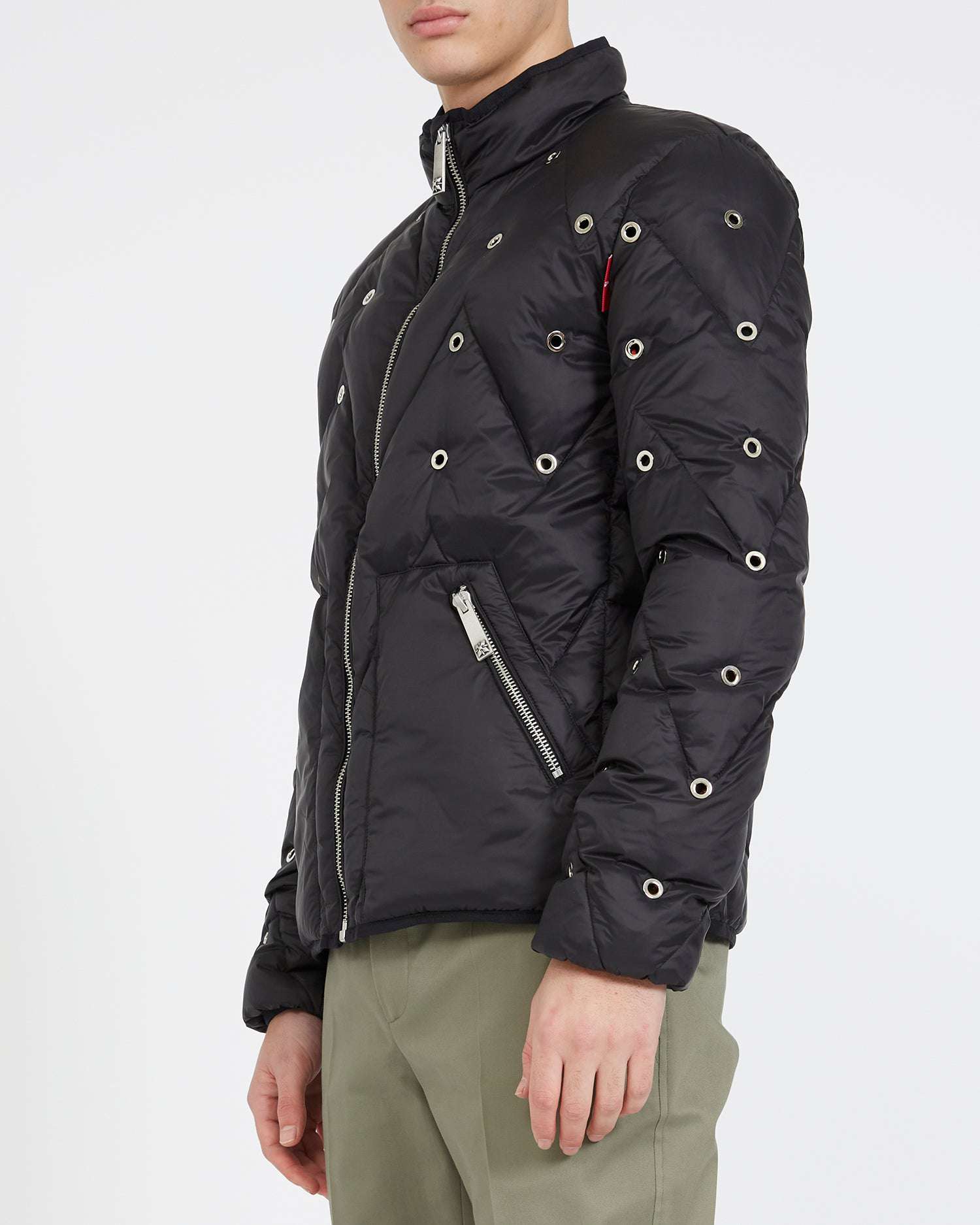 Shop John Richmond Down Jacket With Decorations In Nero