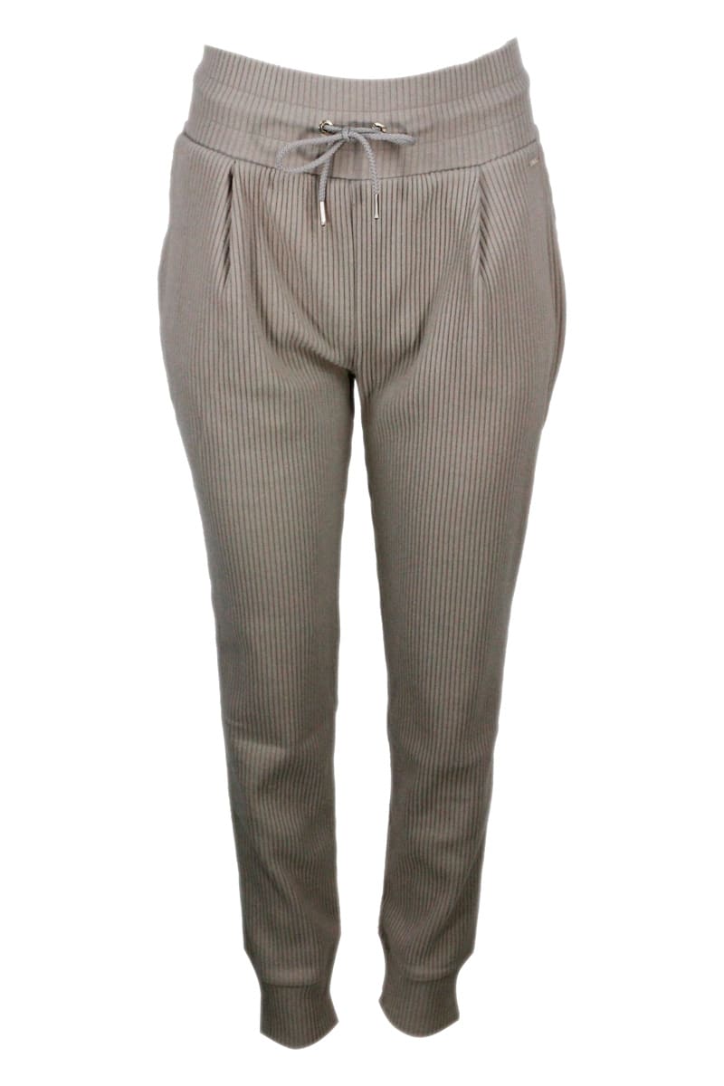 Armani Collezioni Wide Corduroy Jogging Trousers With Drawstring Waist And Cuff At The Bottom