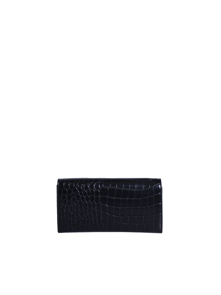 Shop V73 Perla Wallet With Crocodile Print In Black