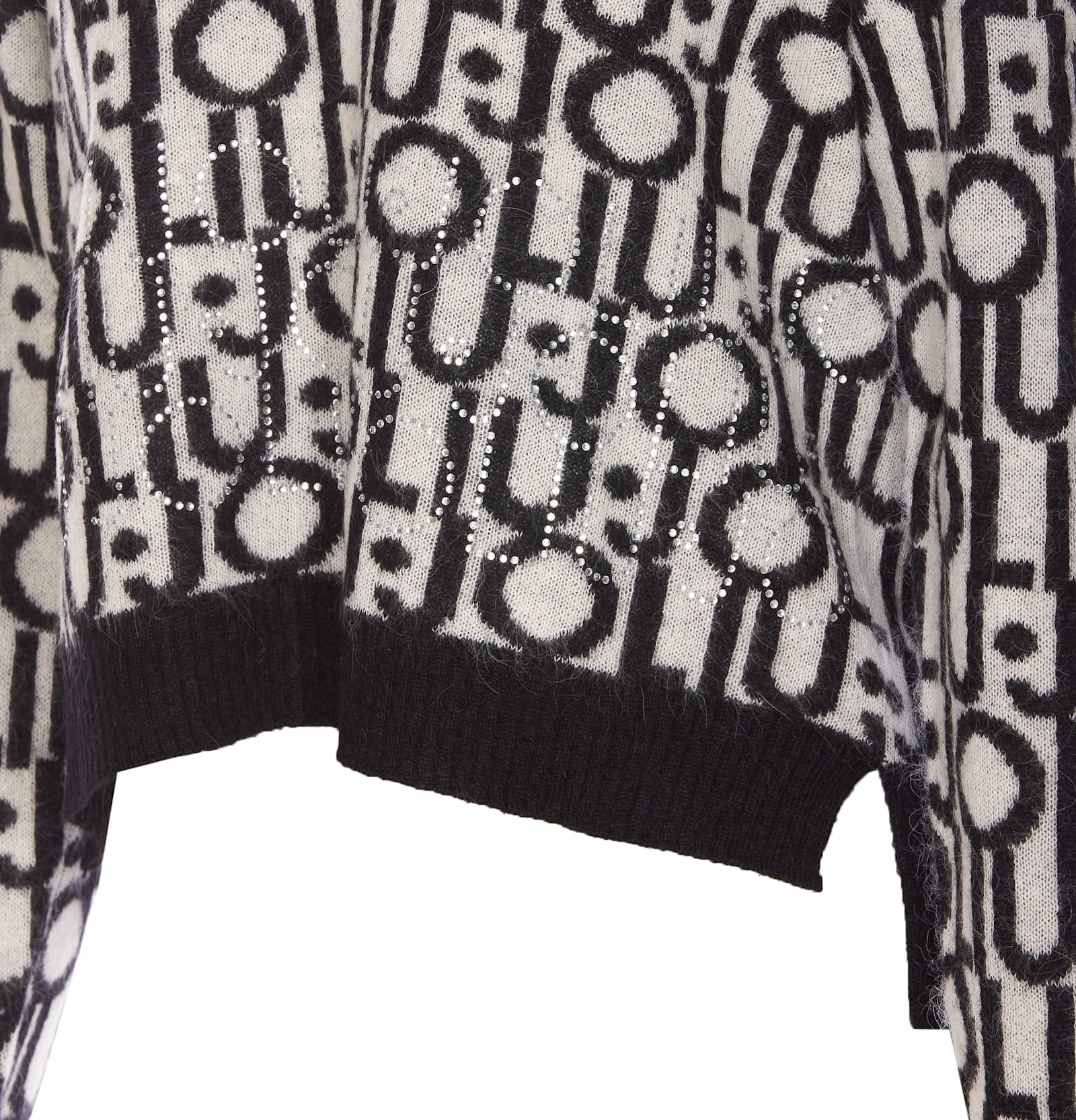 Shop Liu •jo Logo Jacquard Sweater In Black